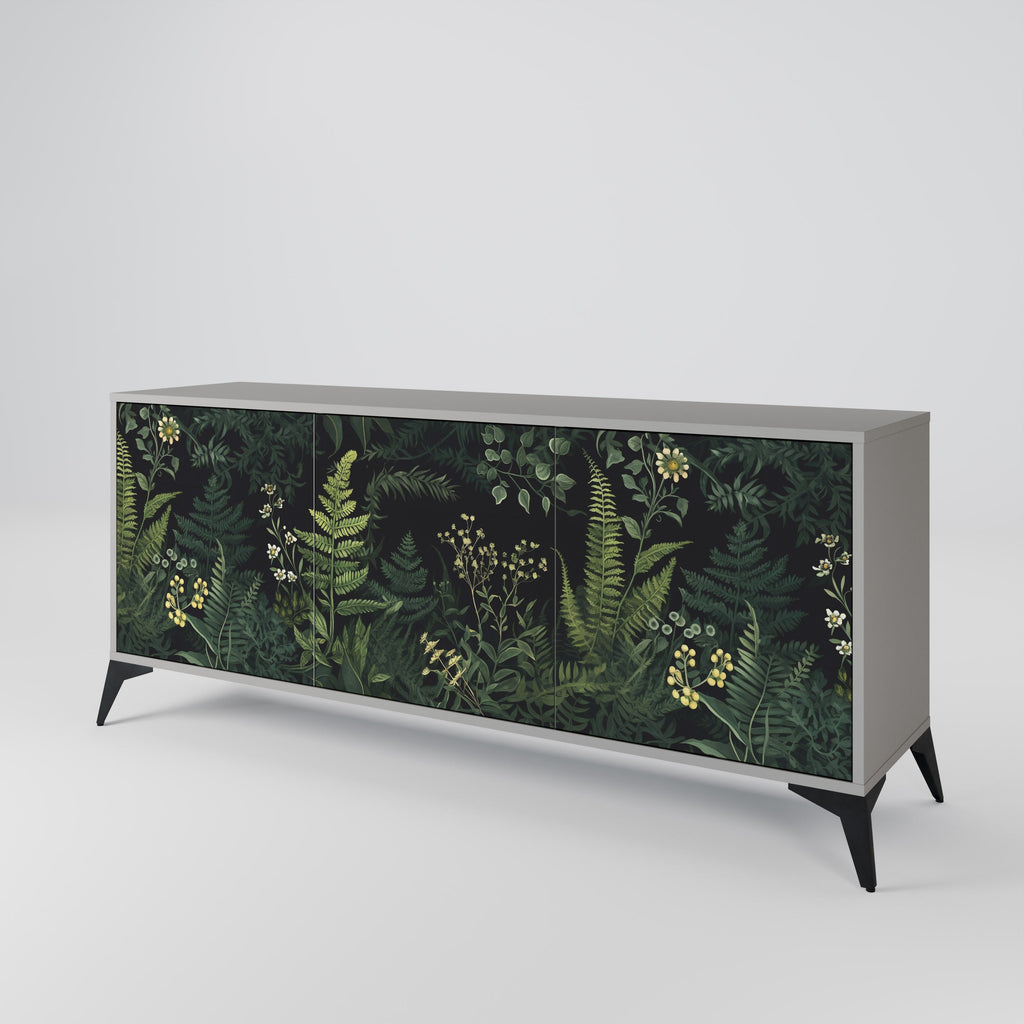 FERN FLOWERS 3-Door Sideboard in Grey Finish