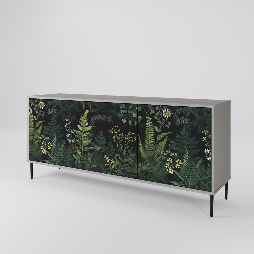 FERN FLOWERS 3-Door Sideboard in Grey Finish