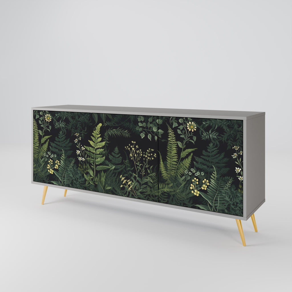 FERN FLOWERS 3-Door Sideboard in Grey Finish