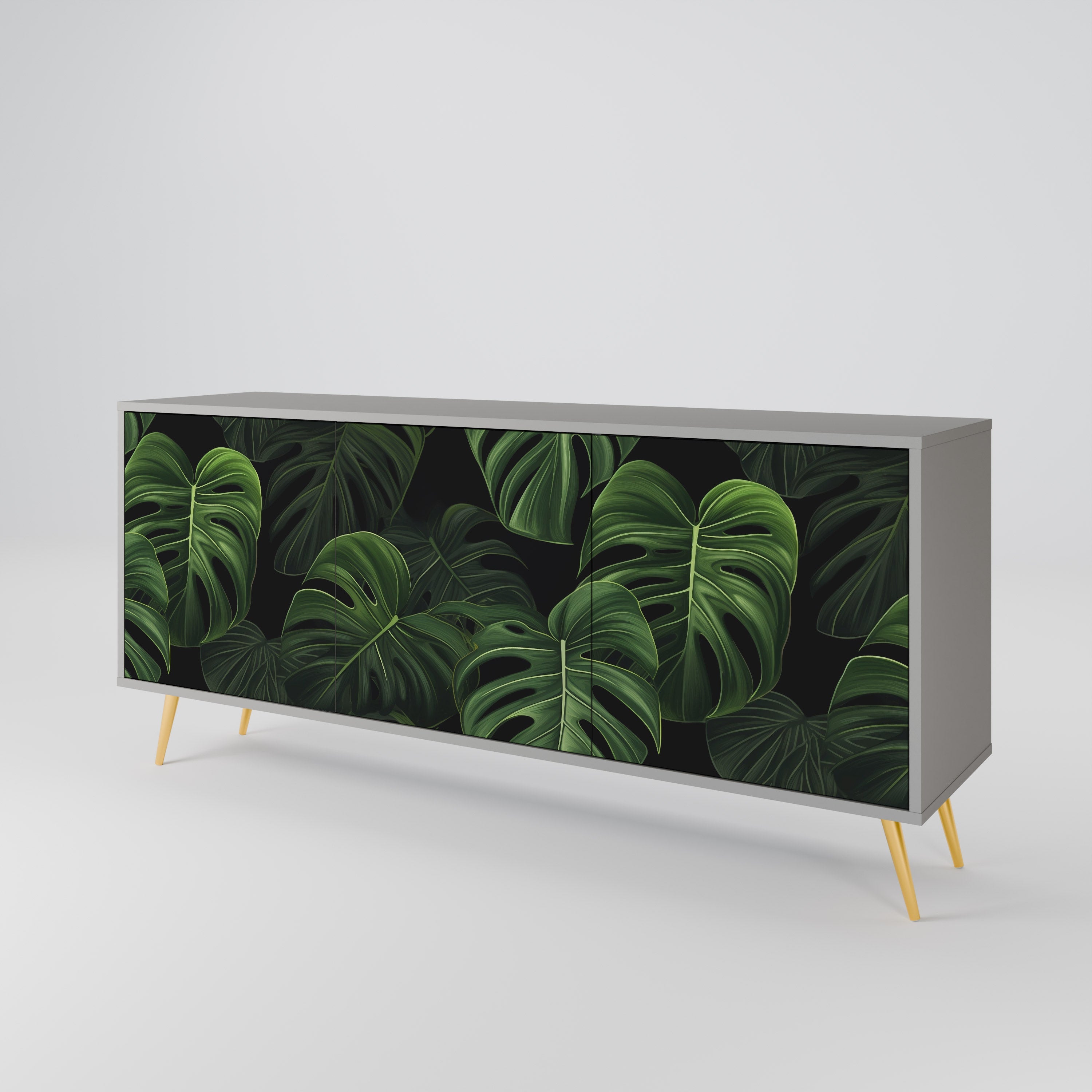 INFINITE MONSTERA 3-Door Sideboard in Grey Finish