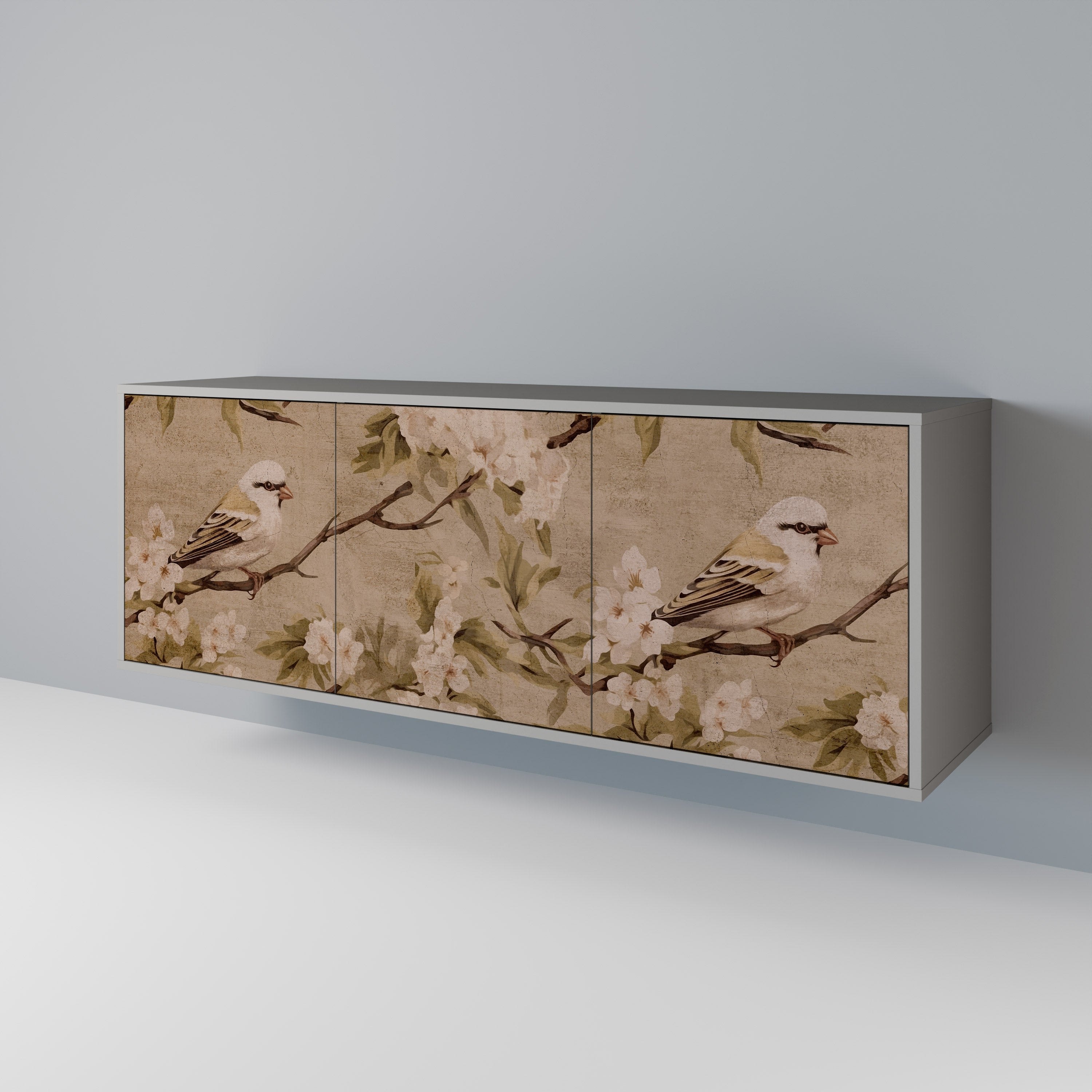 PETAL DISTINGUISH 3-Door Sideboard in Grey Finish