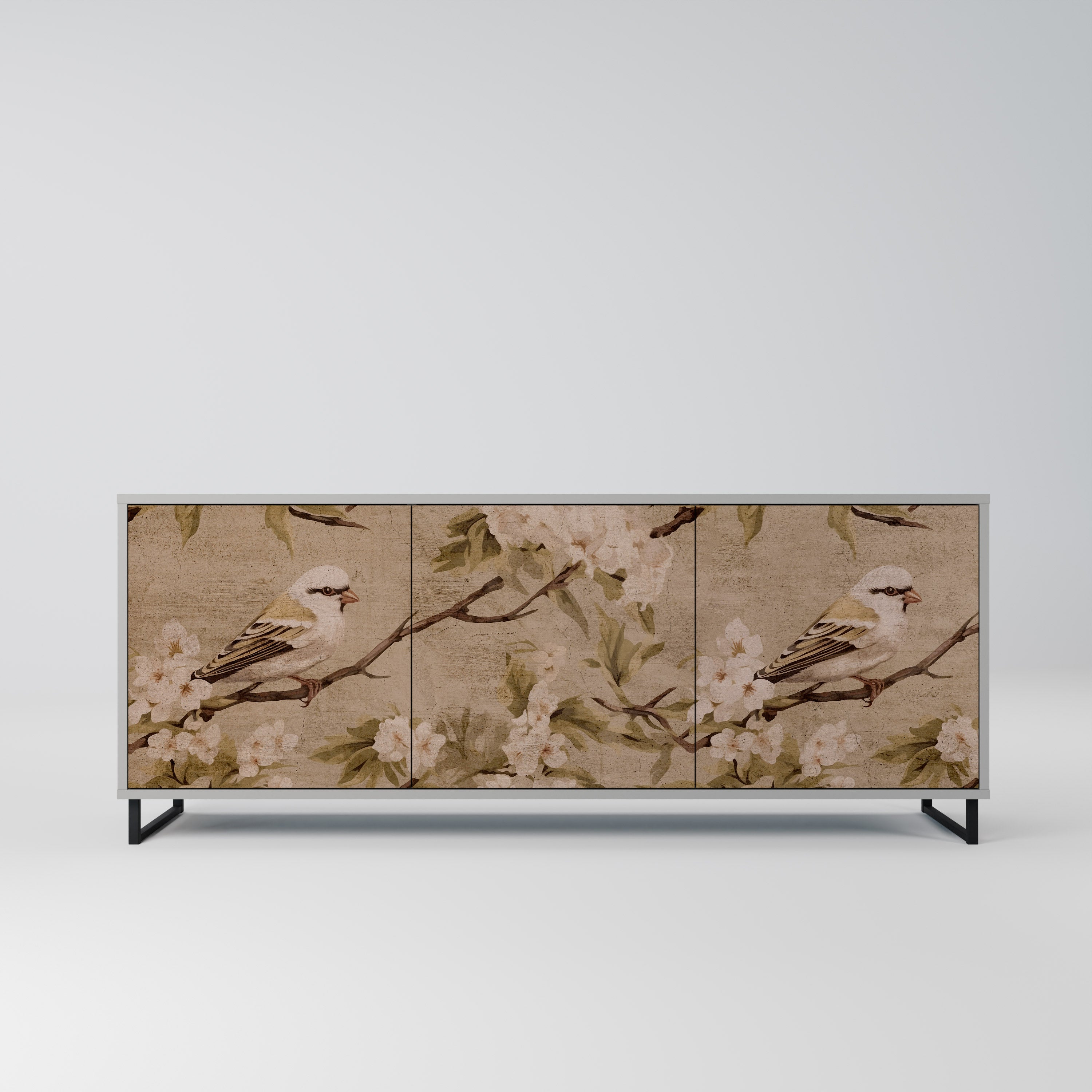 PETAL DISTINGUISH 3-Door Sideboard in Grey Finish