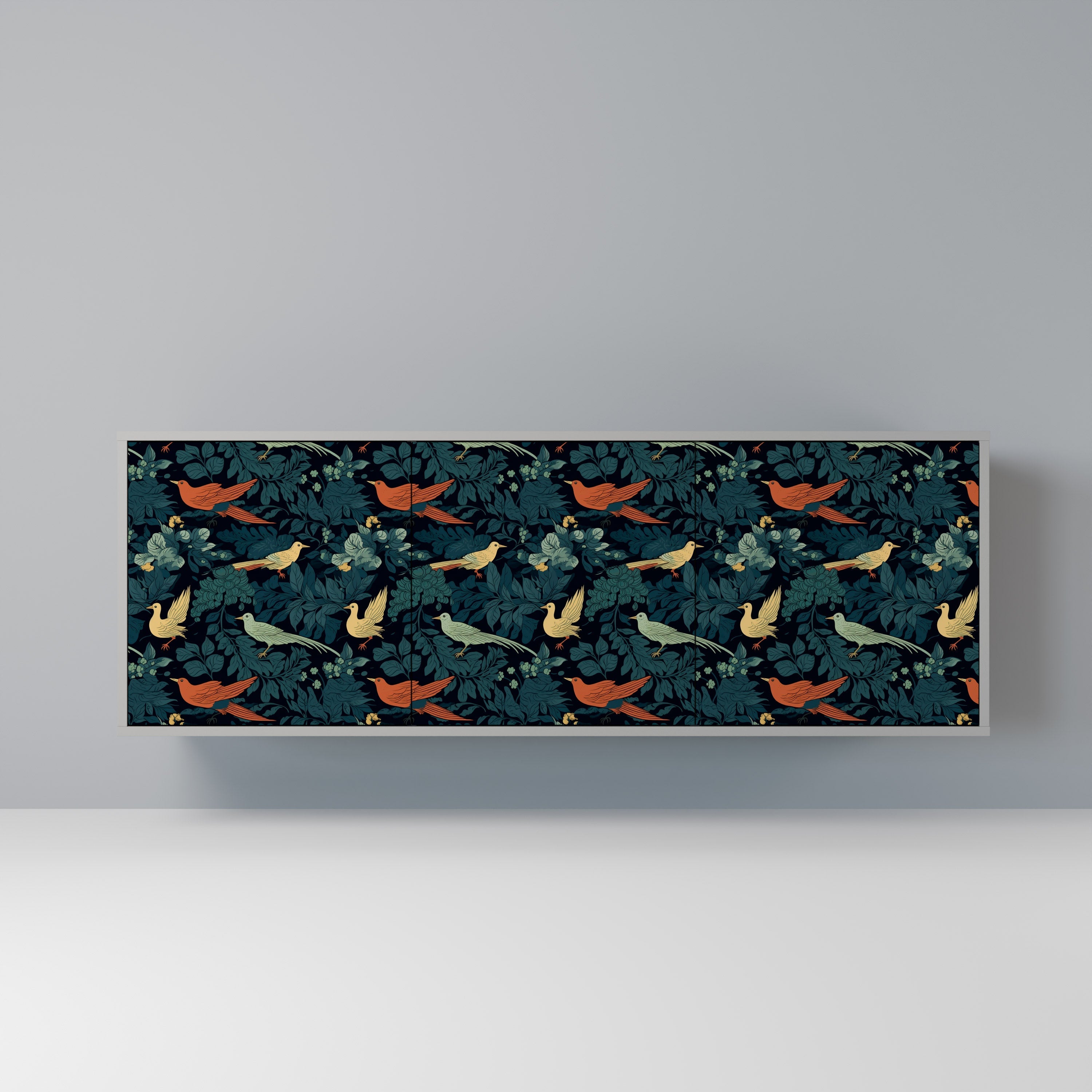 FOWL ORNAMENT 3-Door Sideboard in Grey Finish