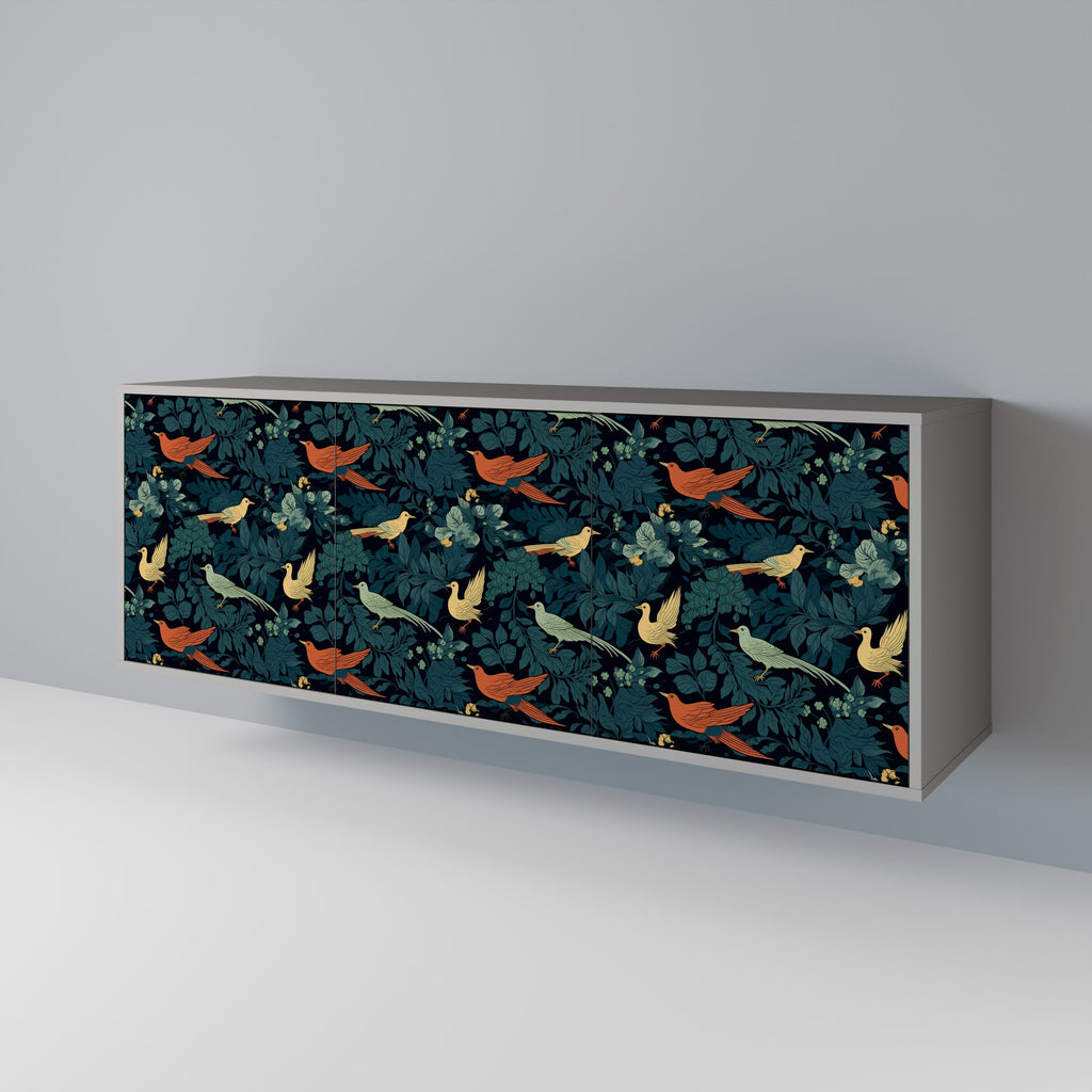 FOWL ORNAMENT 3-Door Sideboard in Grey Finish