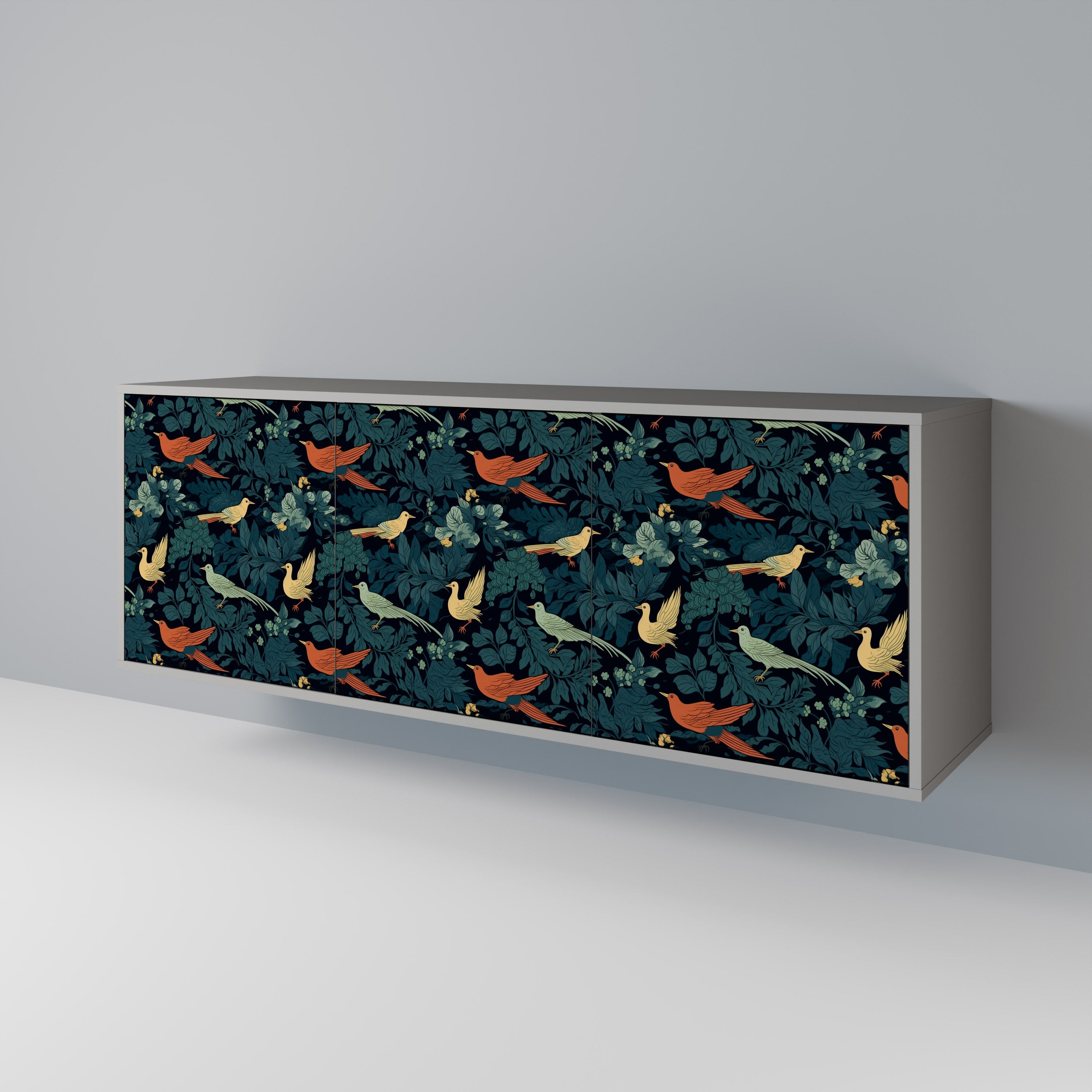 FOWL ORNAMENT 3-Door Sideboard in Grey Finish