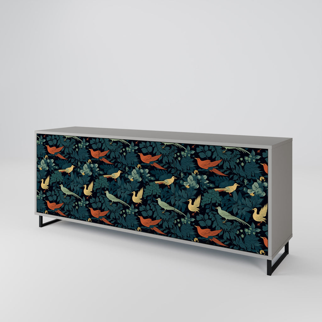 FOWL ORNAMENT 3-Door Sideboard in Grey Finish