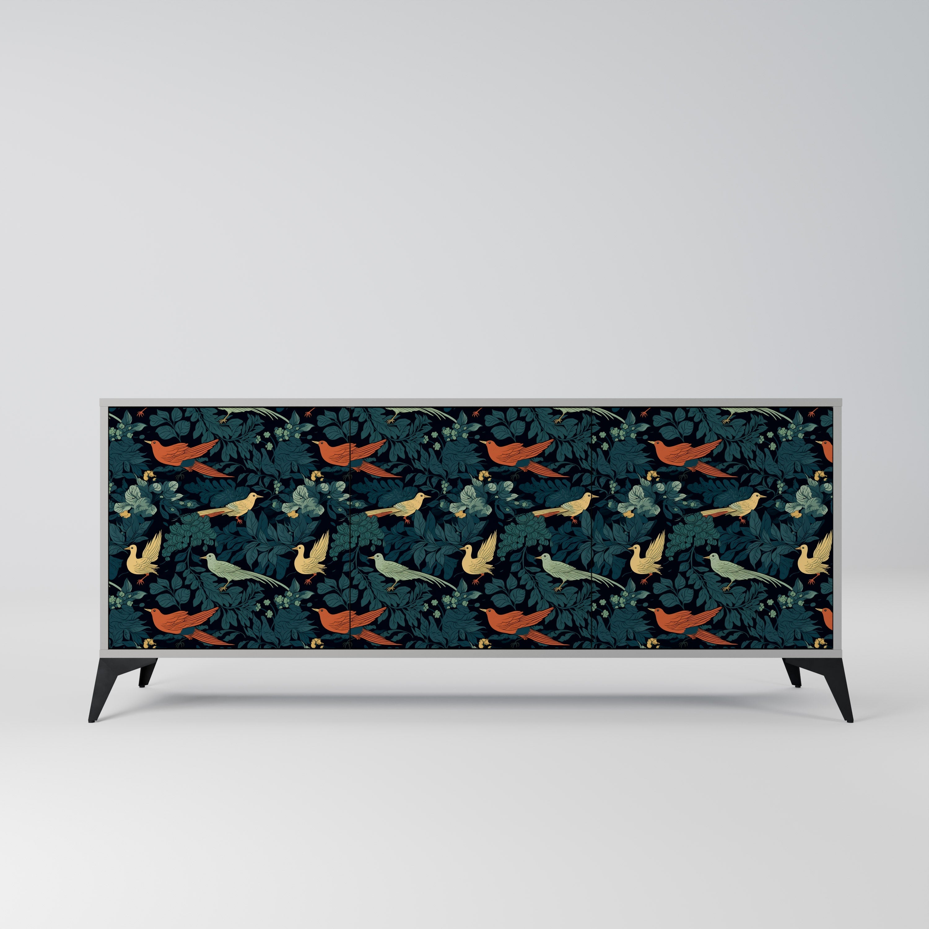 FOWL ORNAMENT 3-Door Sideboard in Grey Finish