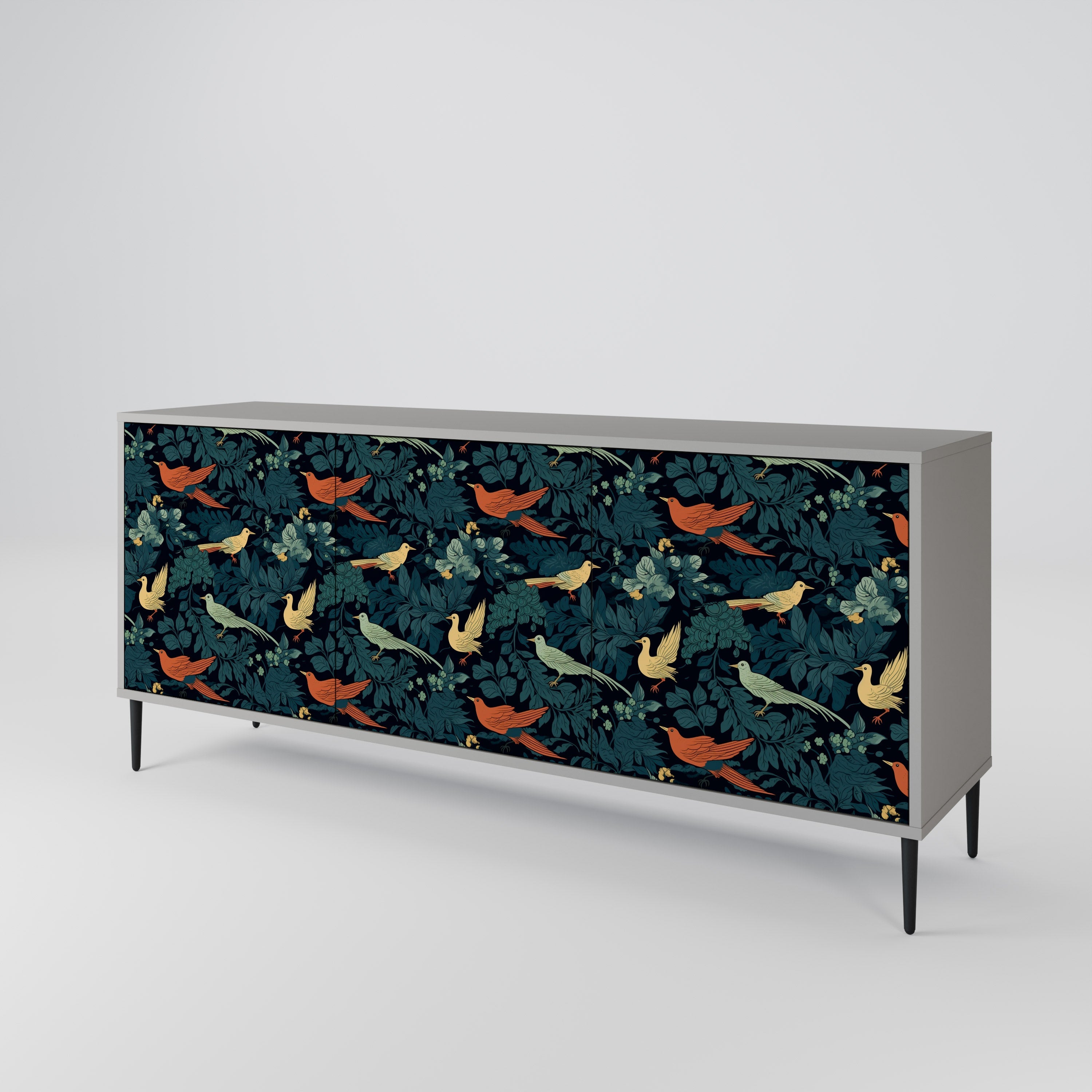 FOWL ORNAMENT 3-Door Sideboard in Grey Finish