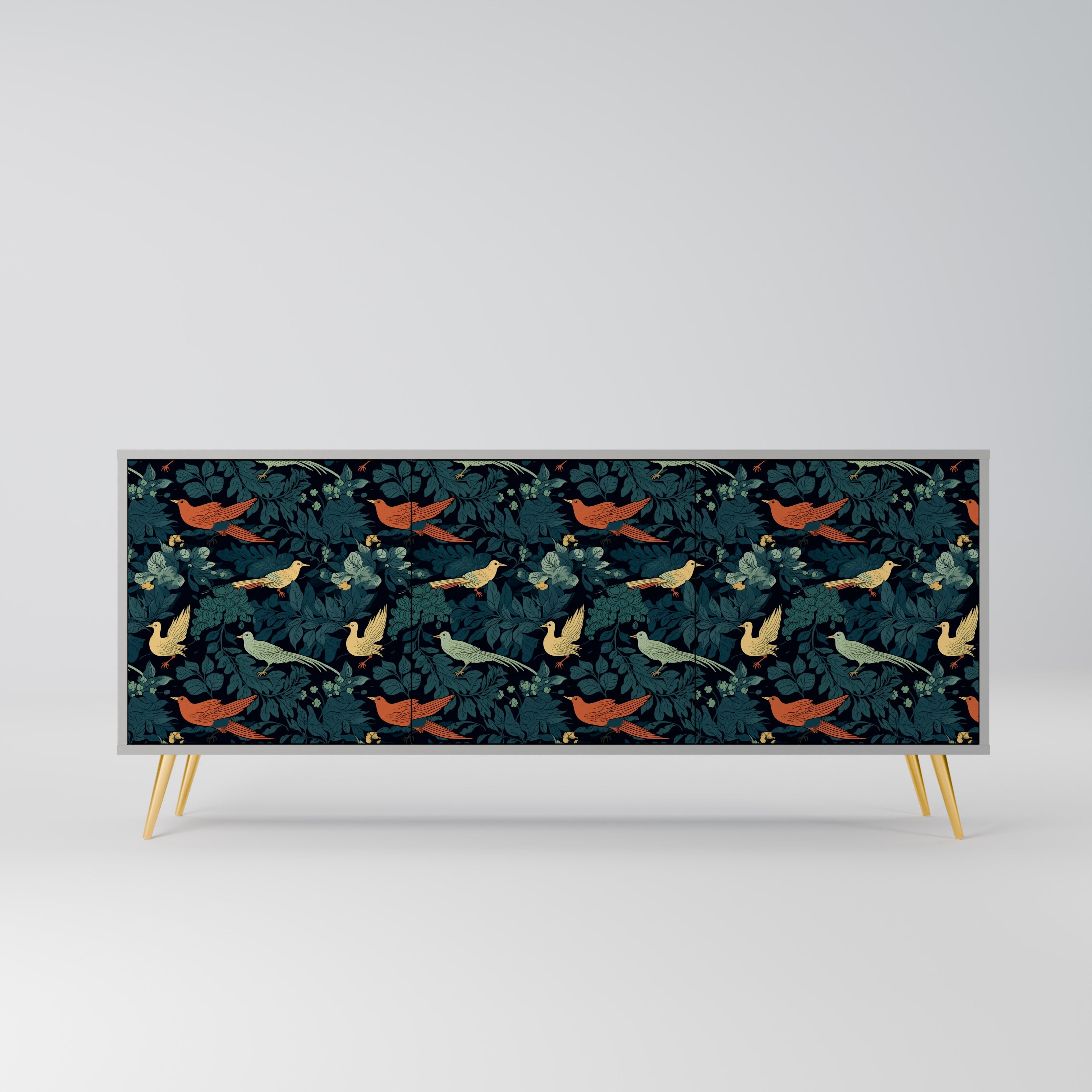 FOWL ORNAMENT 3-Door Sideboard in Grey Finish