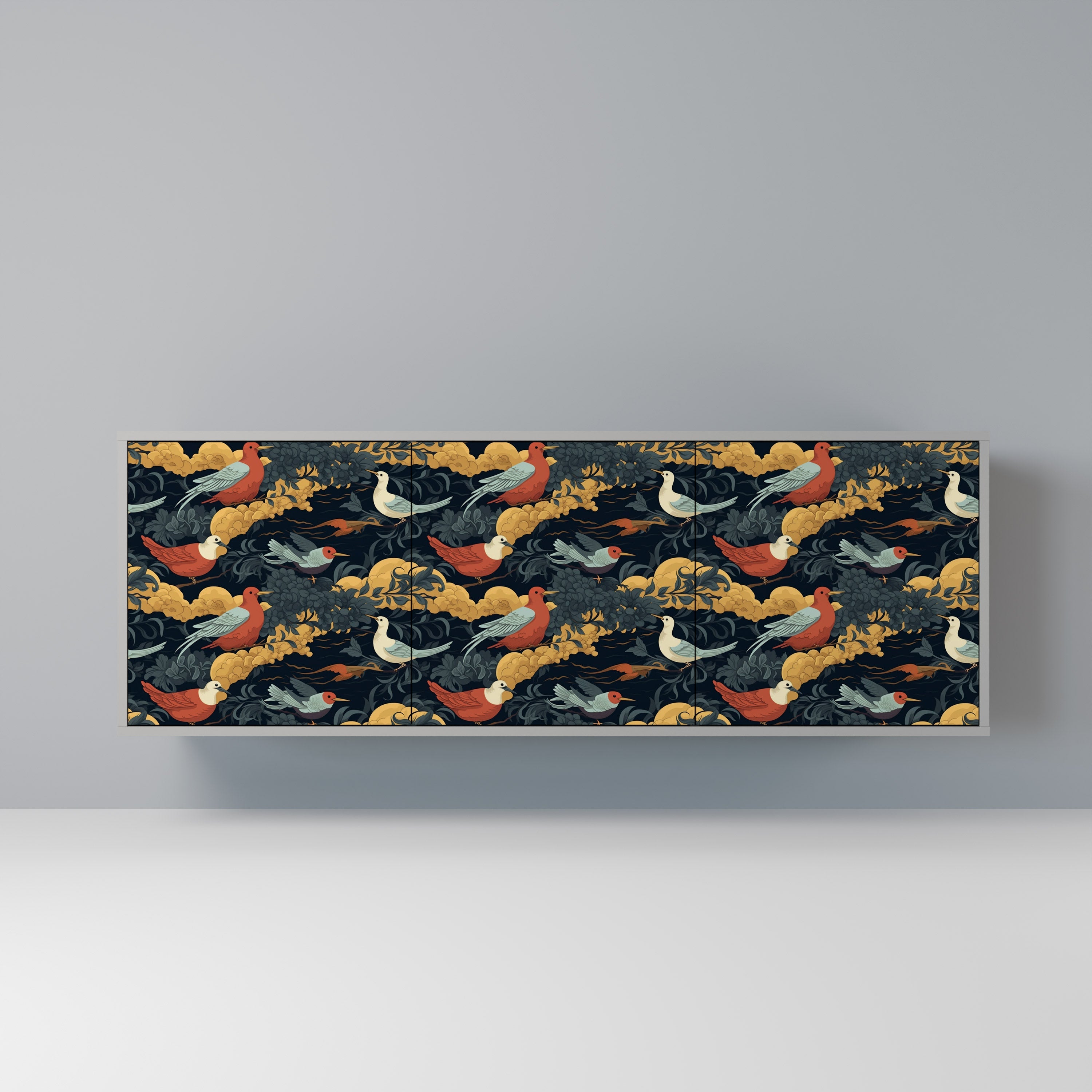 FOWLY DAZE 3-Door Sideboard in Grey Finish