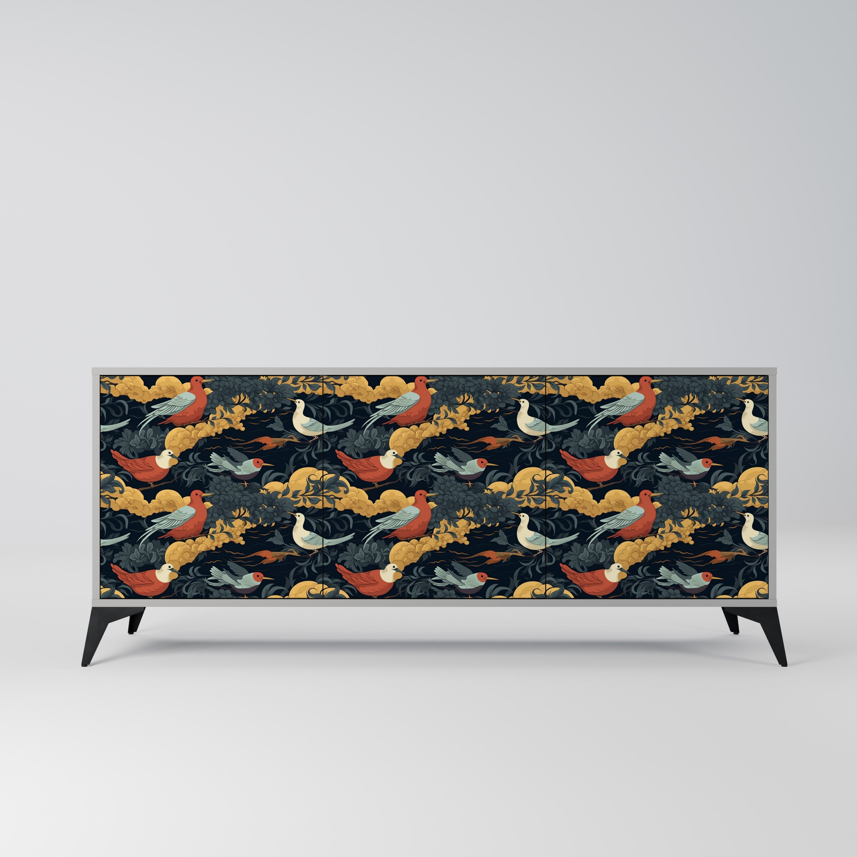 FOWLY DAZE 3-Door Sideboard in Grey Finish