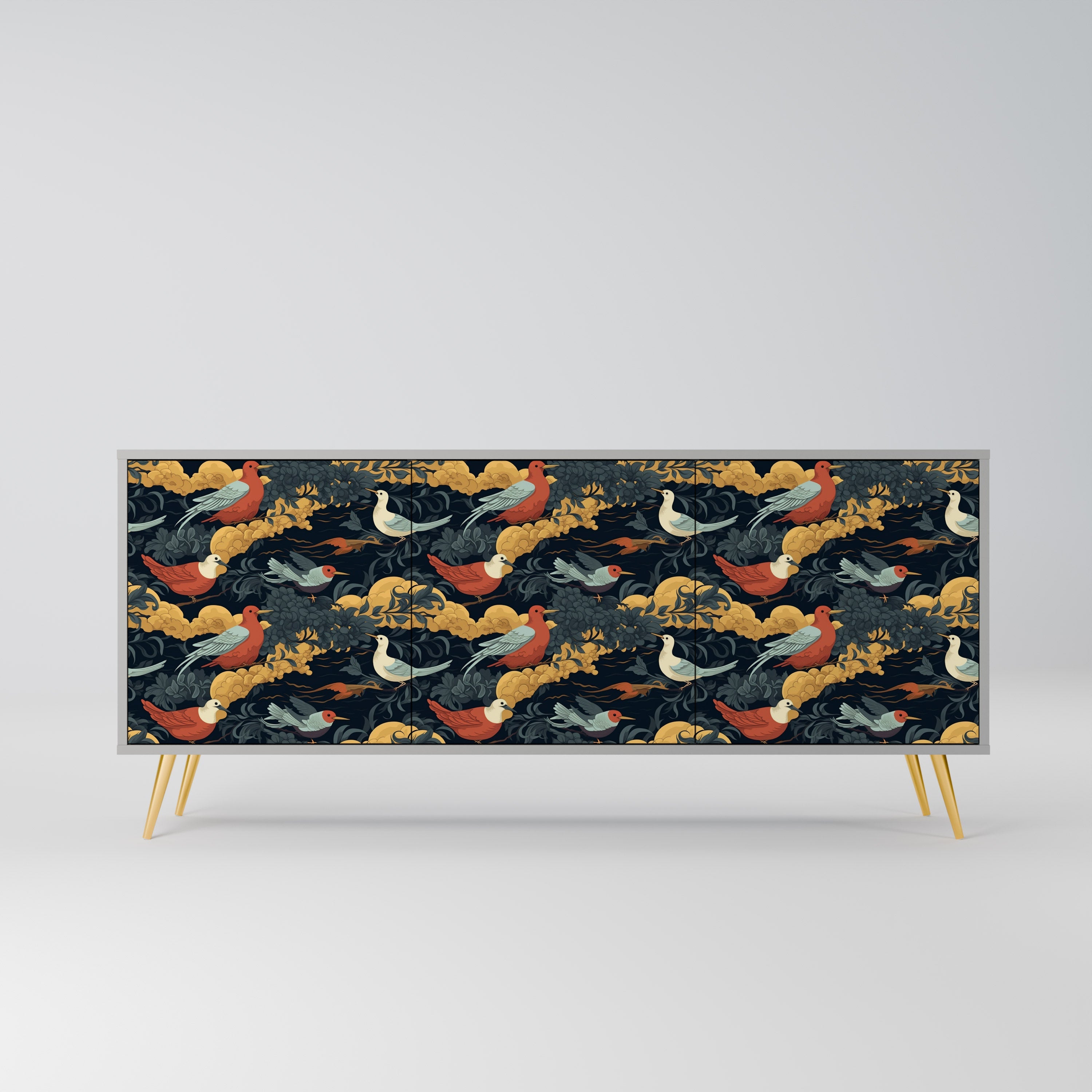 FOWLY DAZE 3-Door Sideboard in Grey Finish