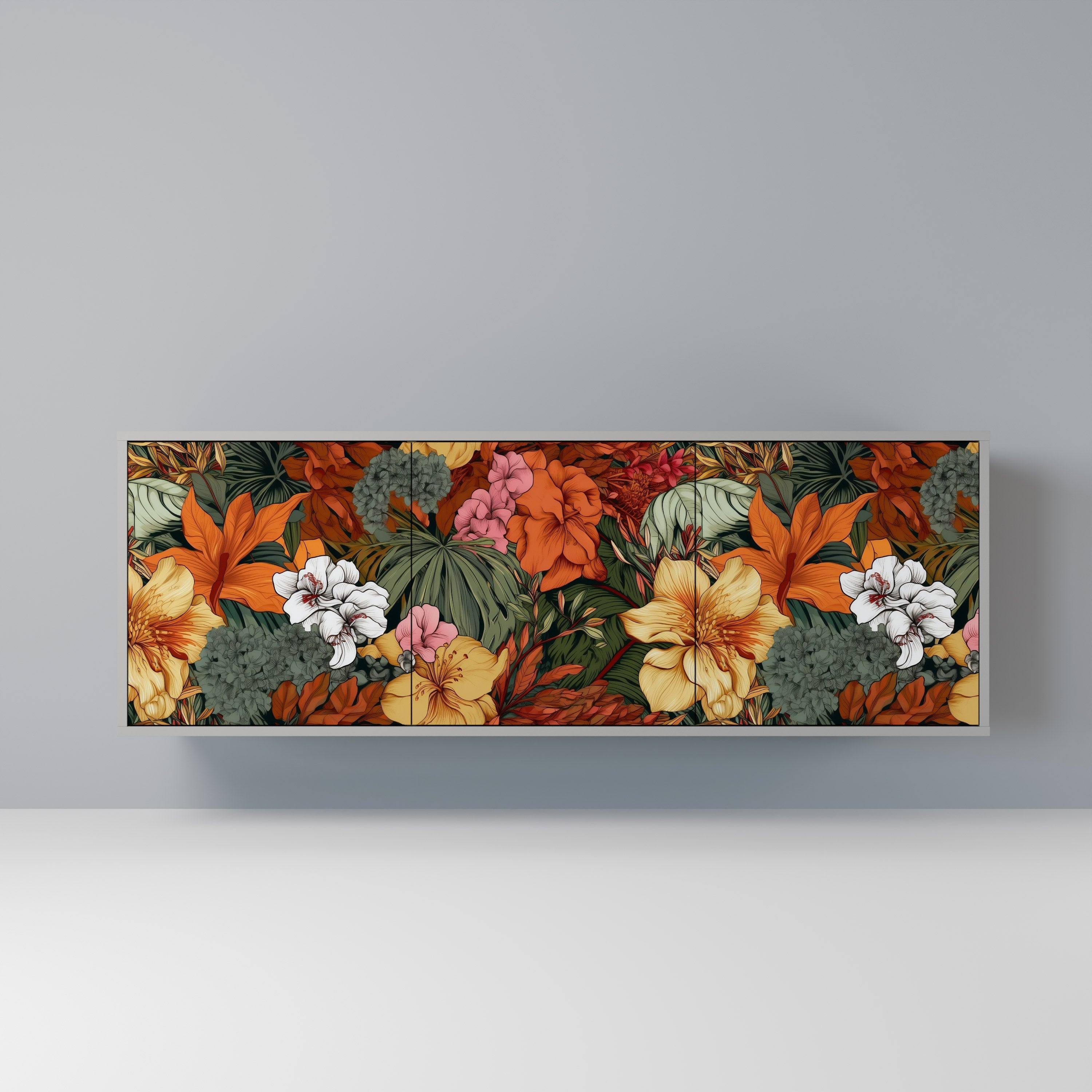 RADIANT FLORA 3-Door Sideboard in Grey Finish