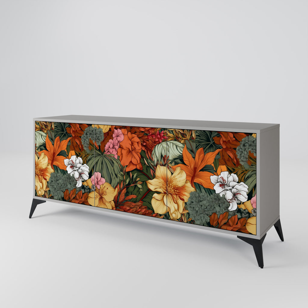 RADIANT FLORA 3-Door Sideboard in Grey Finish