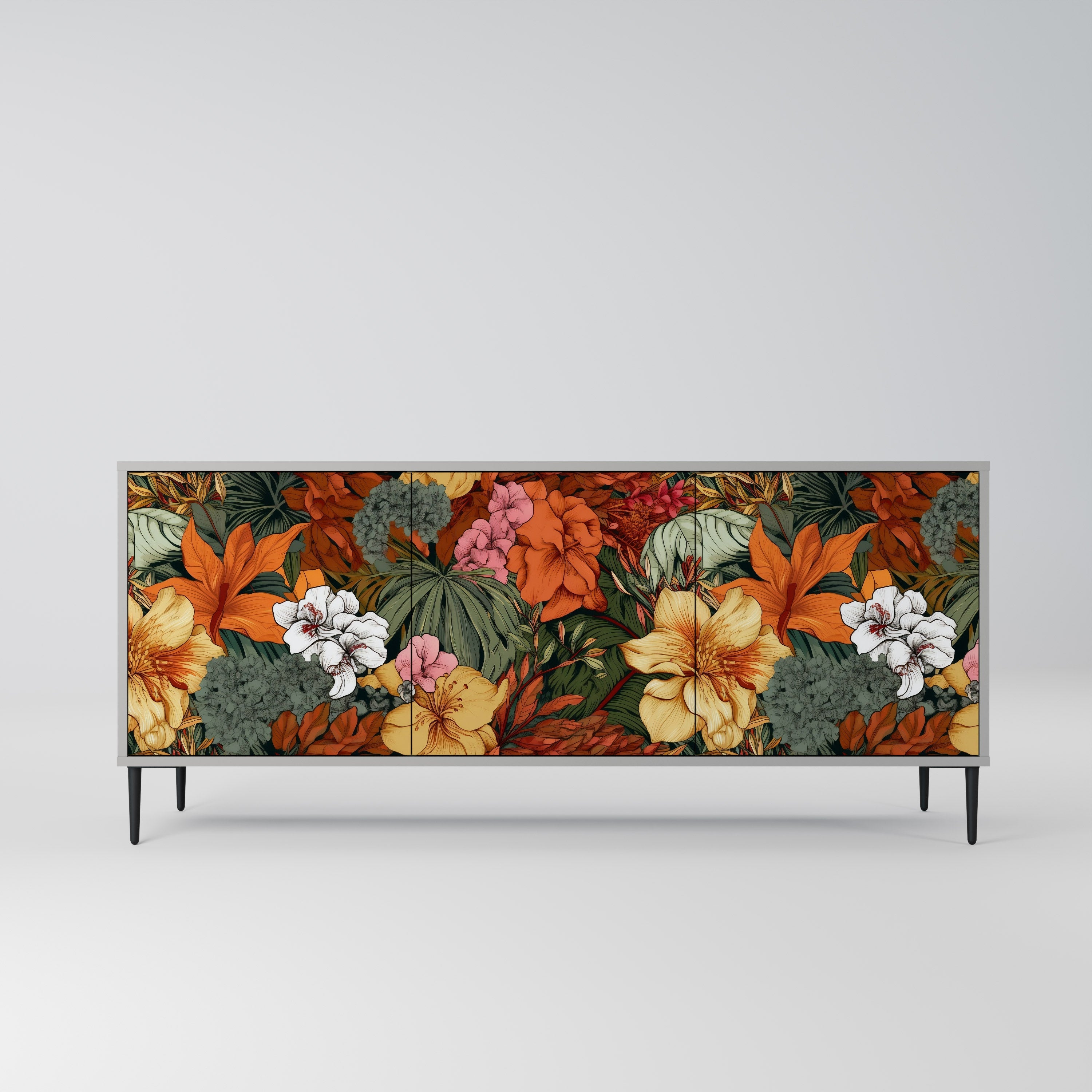 RADIANT FLORA 3-Door Sideboard in Grey Finish