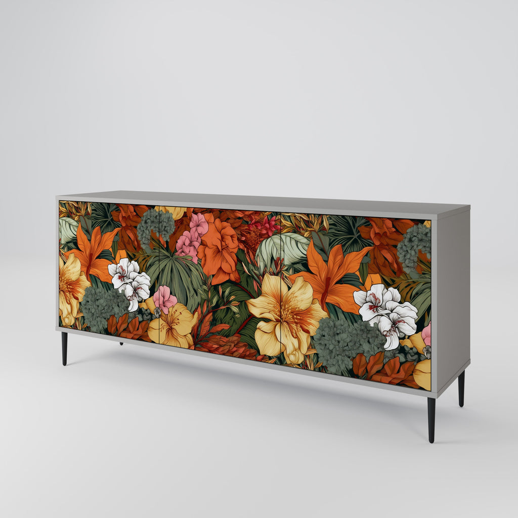 RADIANT FLORA 3-Door Sideboard in Grey Finish