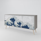 THE GREAT WAVE AT KANAGAWA 3-Door Sideboard in Grey Finish
