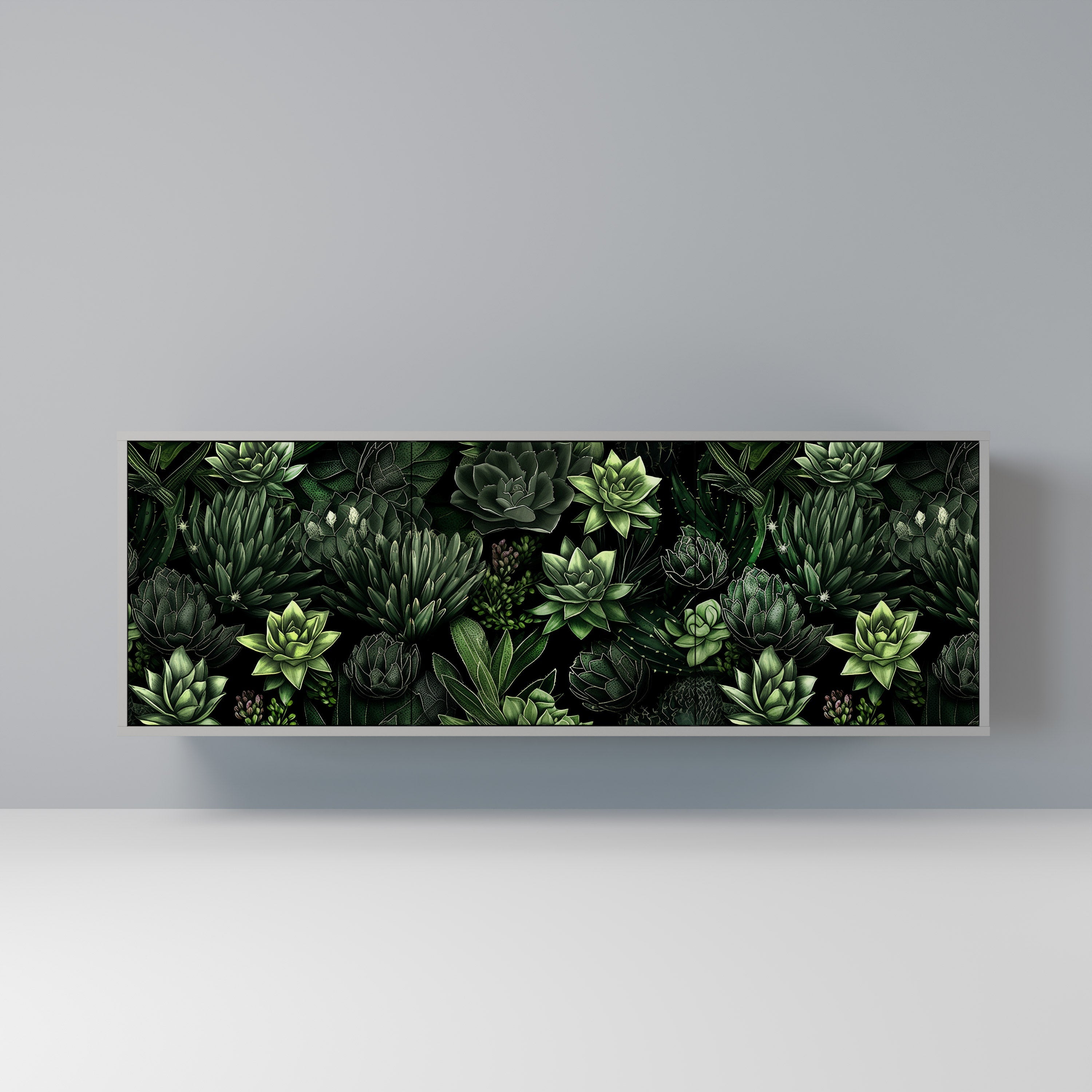 SUCCULENT JUNGLE 3-Door Sideboard in Grey Finish