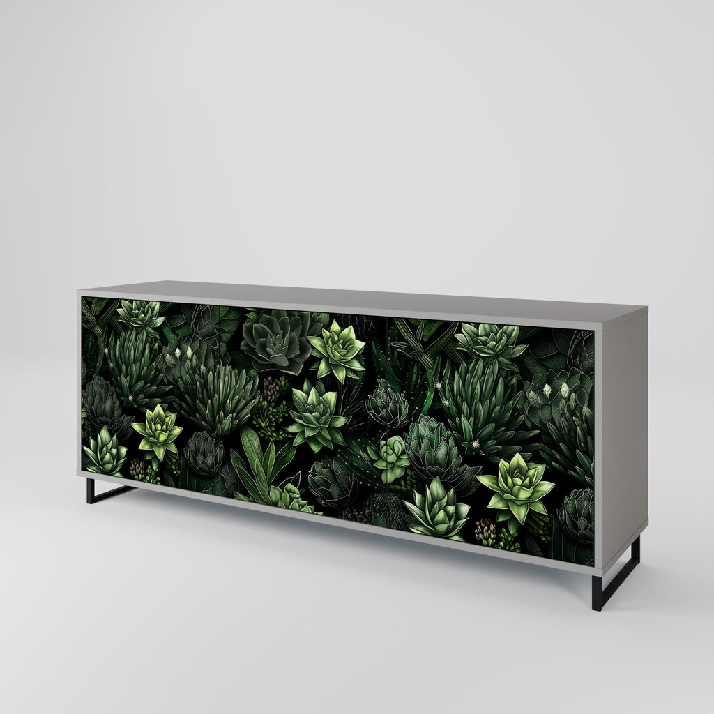 SUCCULENT JUNGLE 3-Door Sideboard in Grey Finish