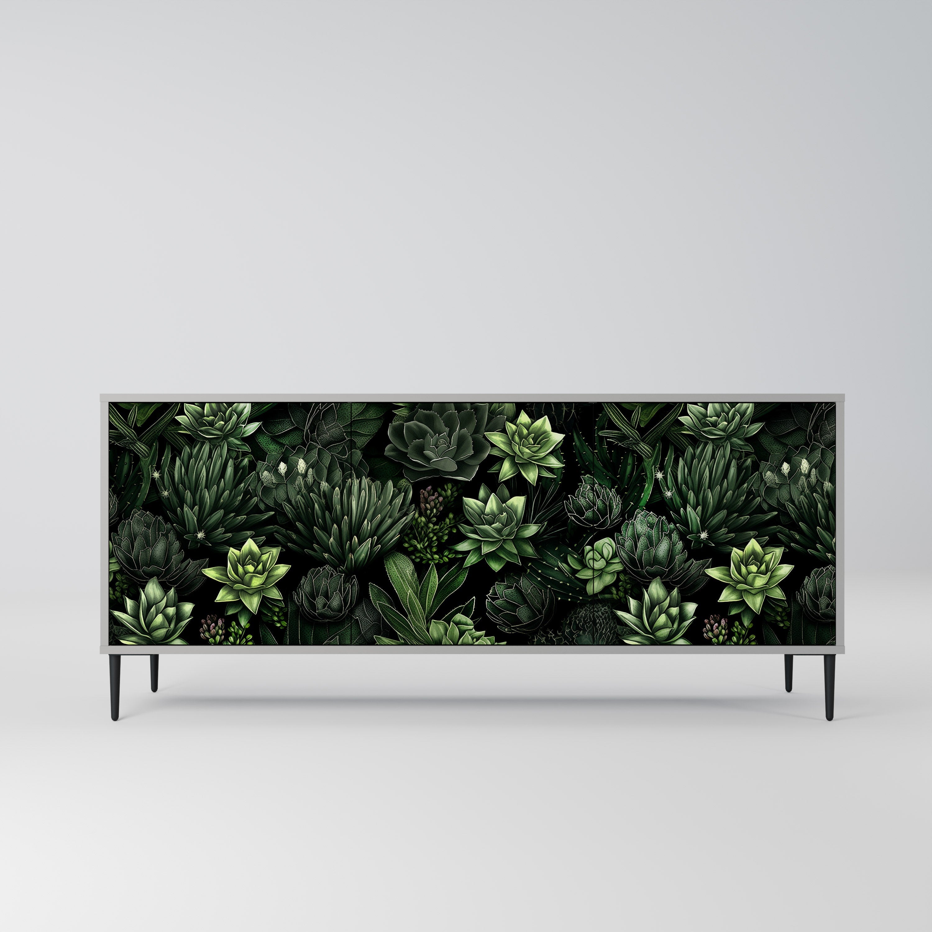 SUCCULENT JUNGLE 3-Door Sideboard in Grey Finish
