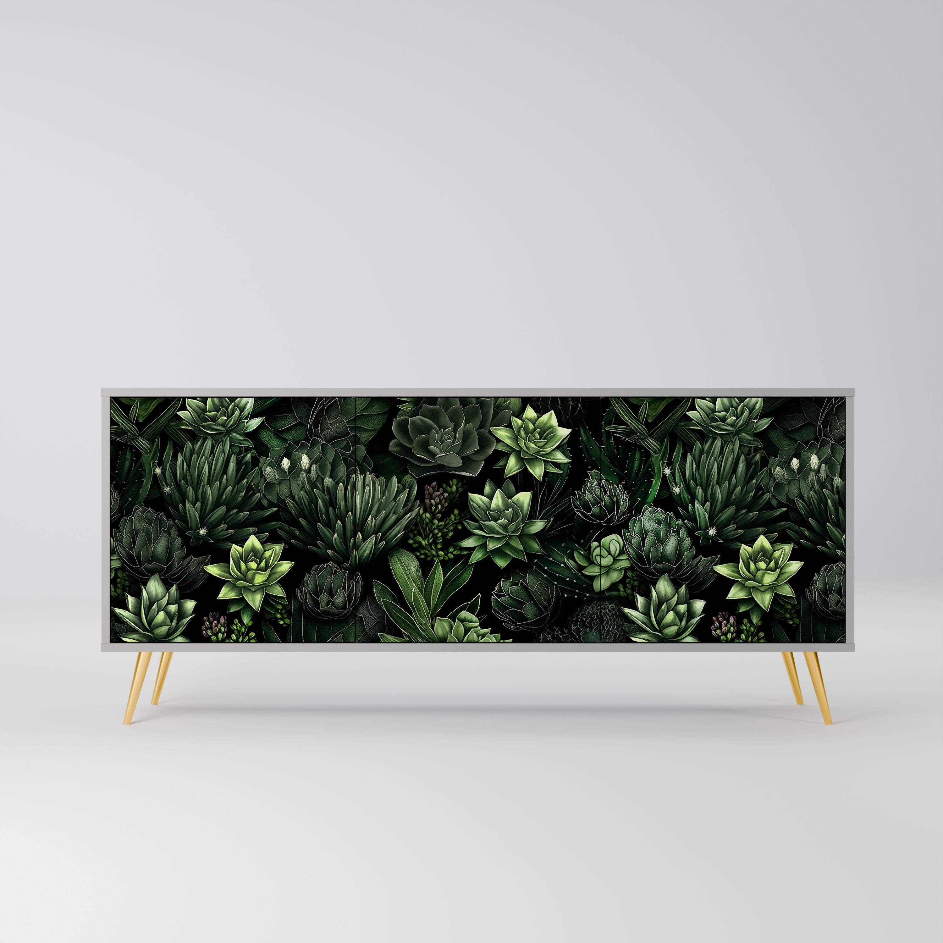 SUCCULENT JUNGLE 3-Door Sideboard in Grey Finish