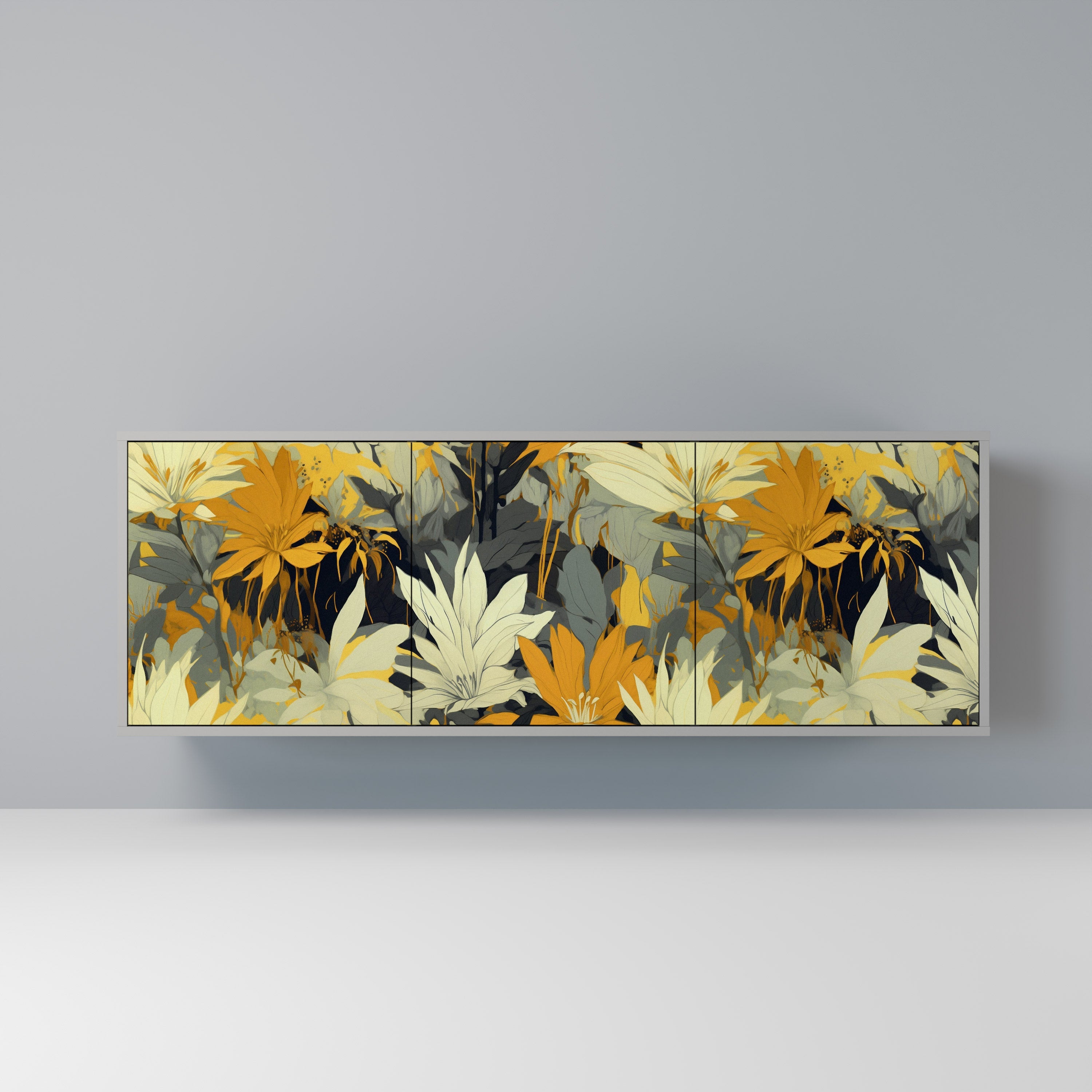 SUNKISSED LILY 3-Door Sideboard in Grey Finish