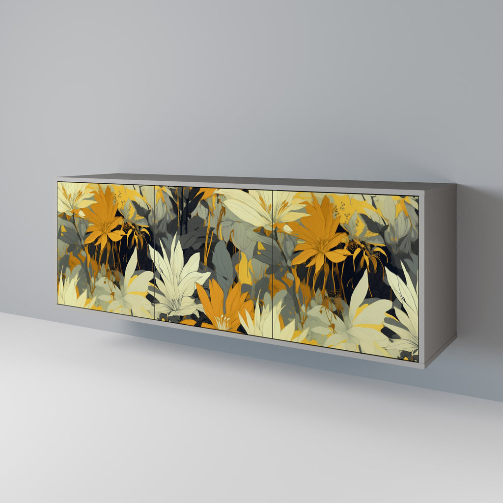 SUNKISSED LILY 3-Door Sideboard in Grey Finish