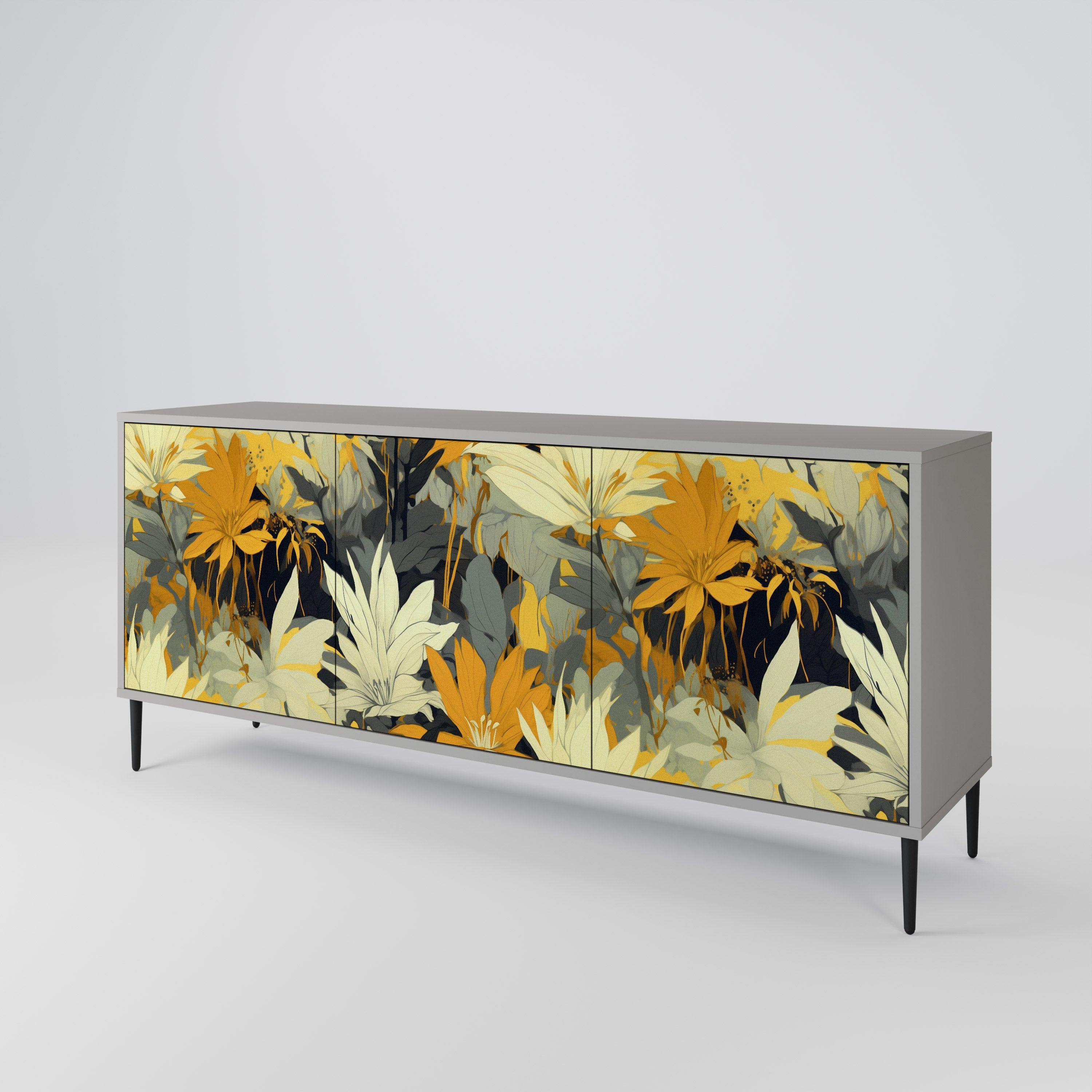 SUNKISSED LILY 3-Door Sideboard in Grey Finish