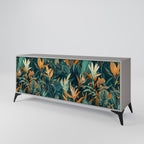 FLORAL SERENITY 3-Door Sideboard in Grey Finish