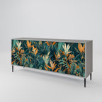 FLORAL SERENITY 3-Door Sideboard in Grey Finish