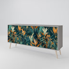 FLORAL SERENITY 3-Door Sideboard in Grey Finish