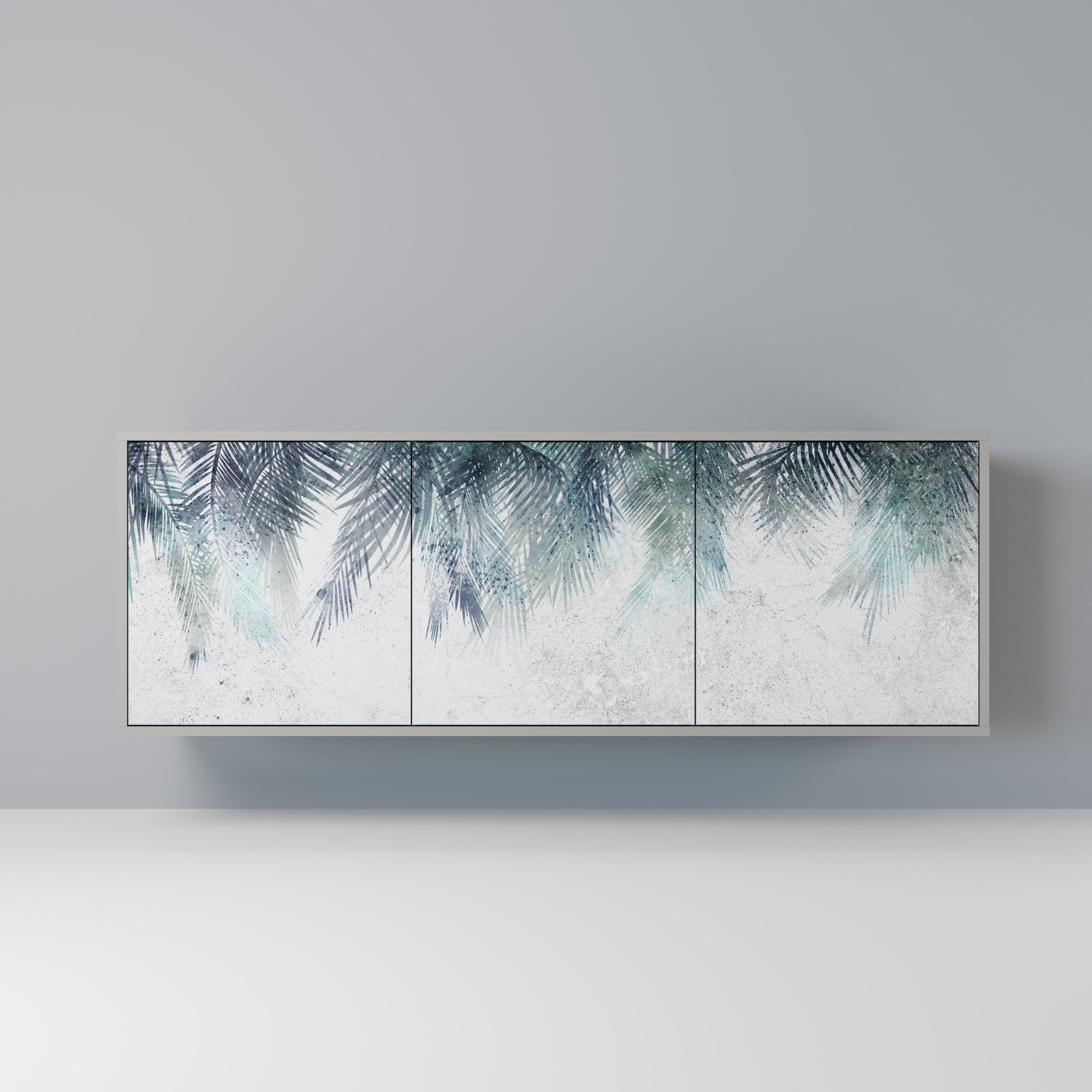 PALM VEIL 3-Door Sideboard in Grey Finish