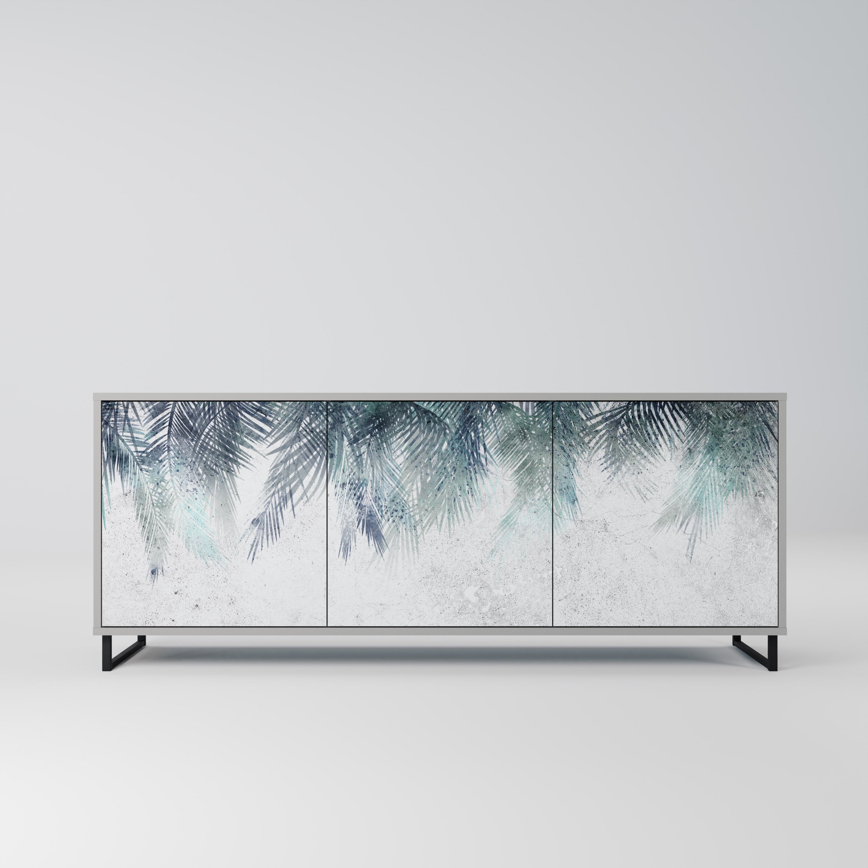PALM VEIL 3-Door Sideboard in Grey Finish