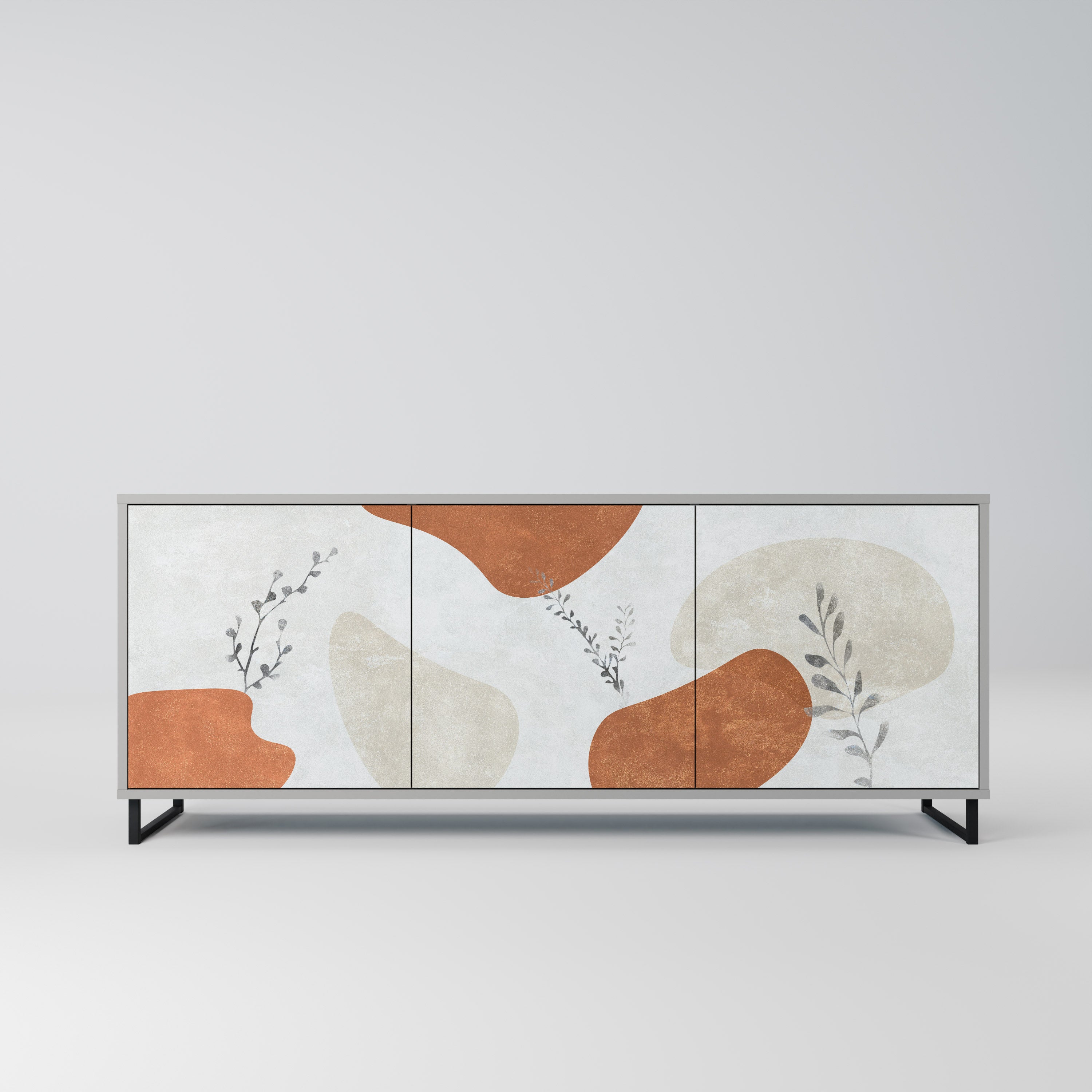 TRANQUIL TWIG 3-Door Sideboard in Grey Finish