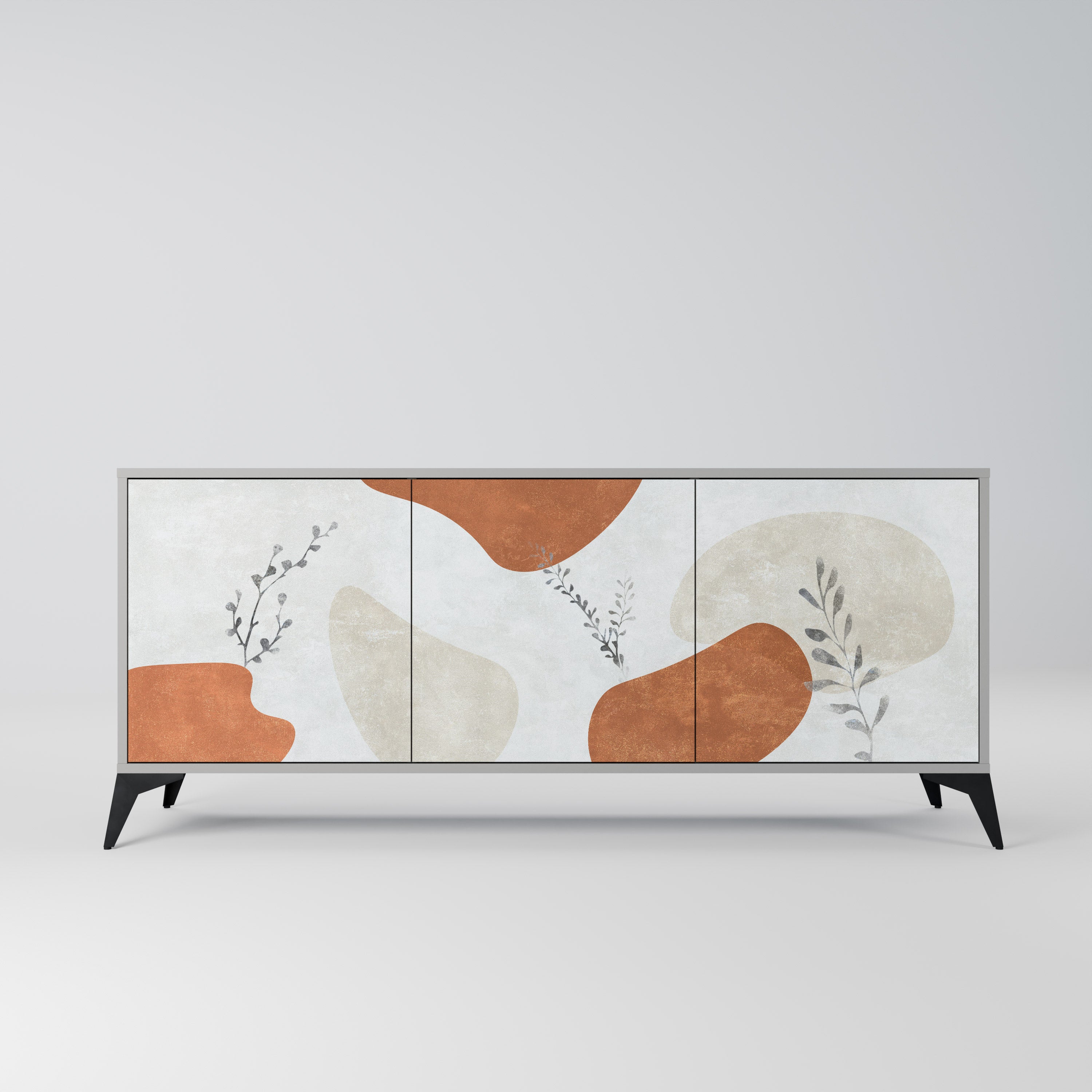 TRANQUIL TWIG 3-Door Sideboard in Grey Finish