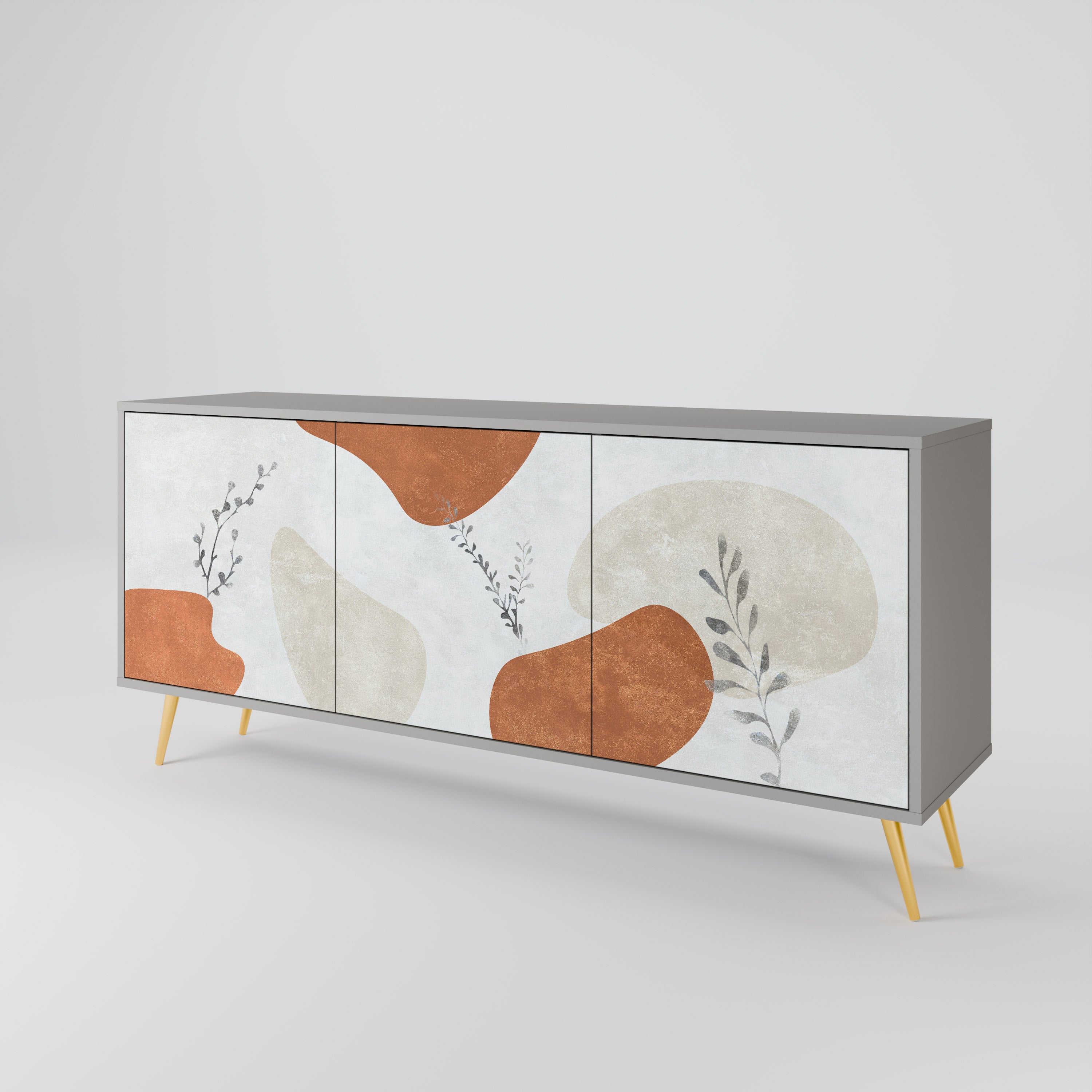 TRANQUIL TWIG 3-Door Sideboard in Grey Finish