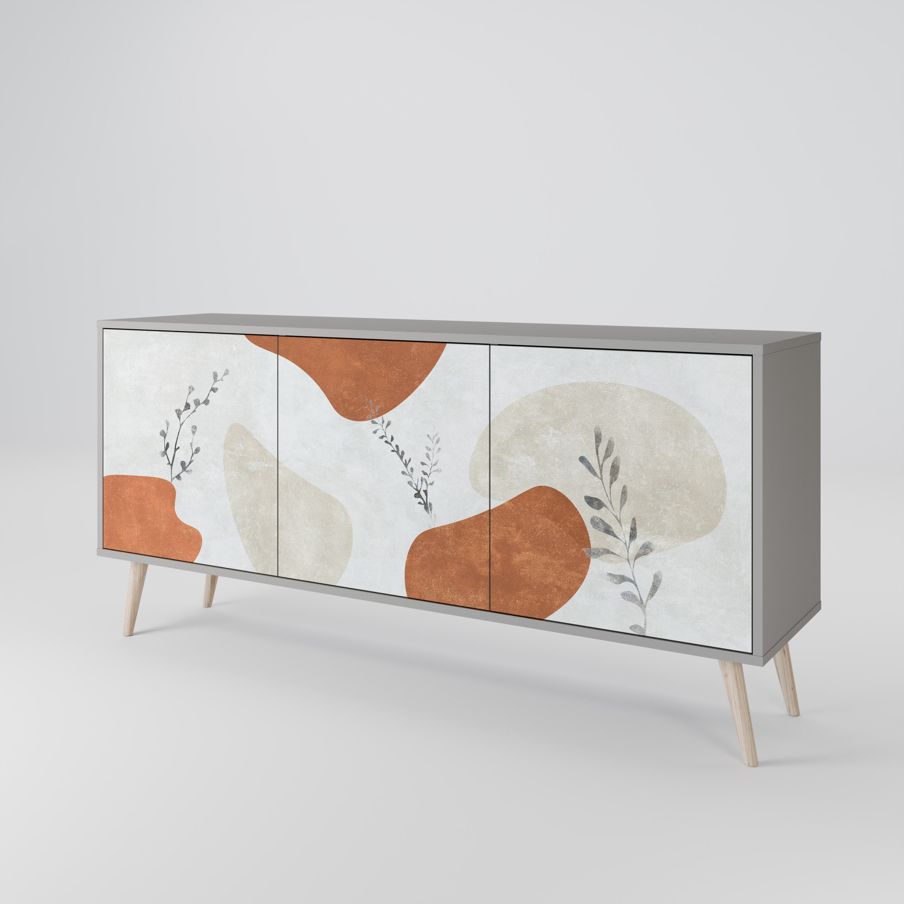 TRANQUIL TWIG 3-Door Sideboard in Grey Finish