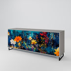 MIDNIGHT BLOSSOM 3-Door Sideboard in Grey Finish