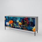 MIDNIGHT BLOSSOM 3-Door Sideboard in Grey Finish