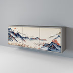 JAPANESE LANDSCAPE 3-Door Sideboard in Grey Finish