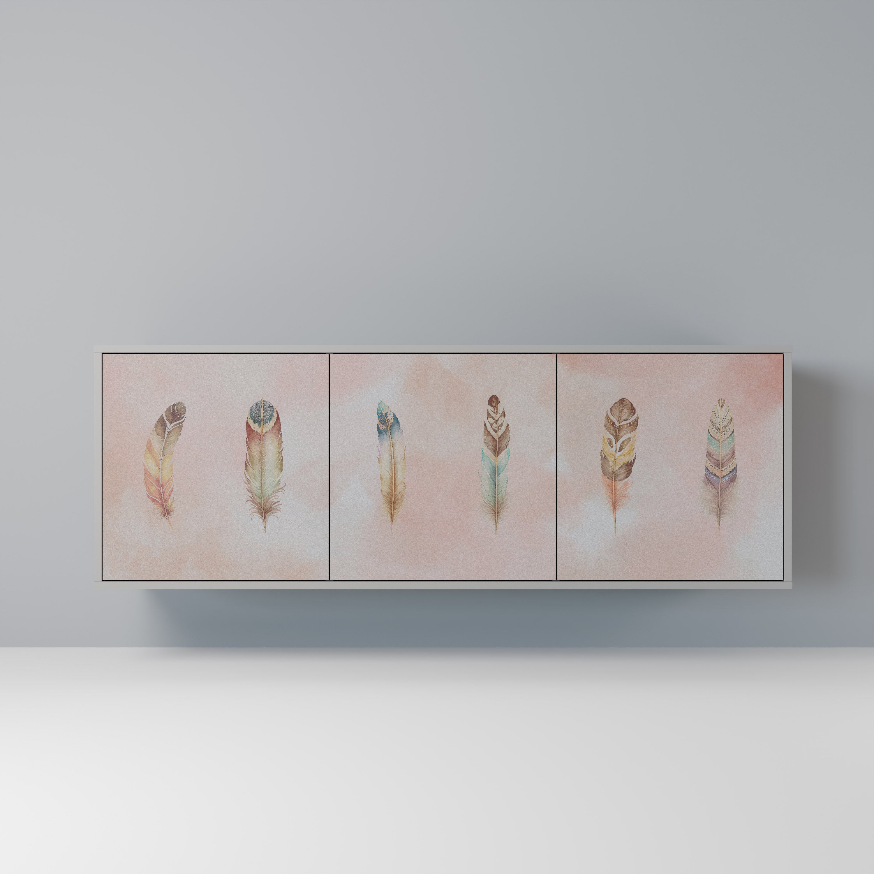 THE DELIQUESCE 3-Door Sideboard in Grey Finish