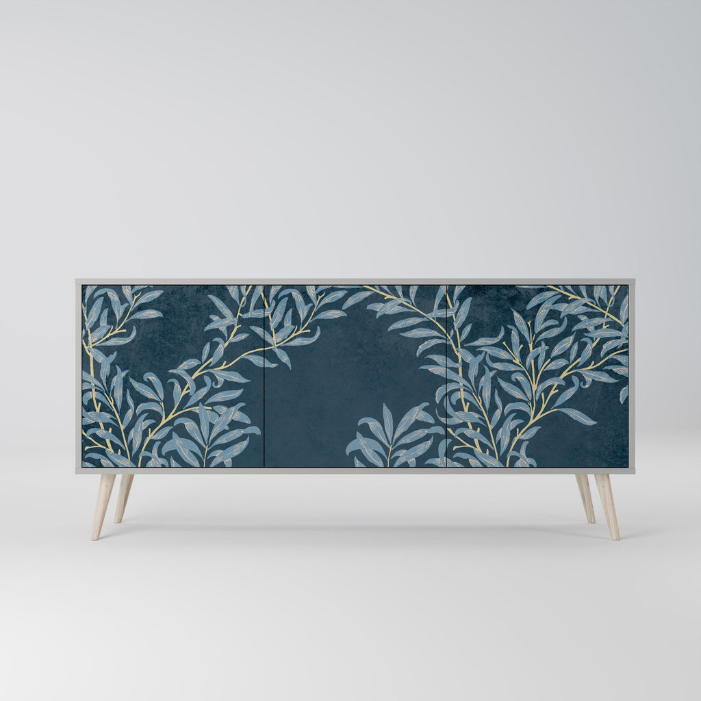 BLUE LEAVES 3-Door Sideboard in Grey Finish