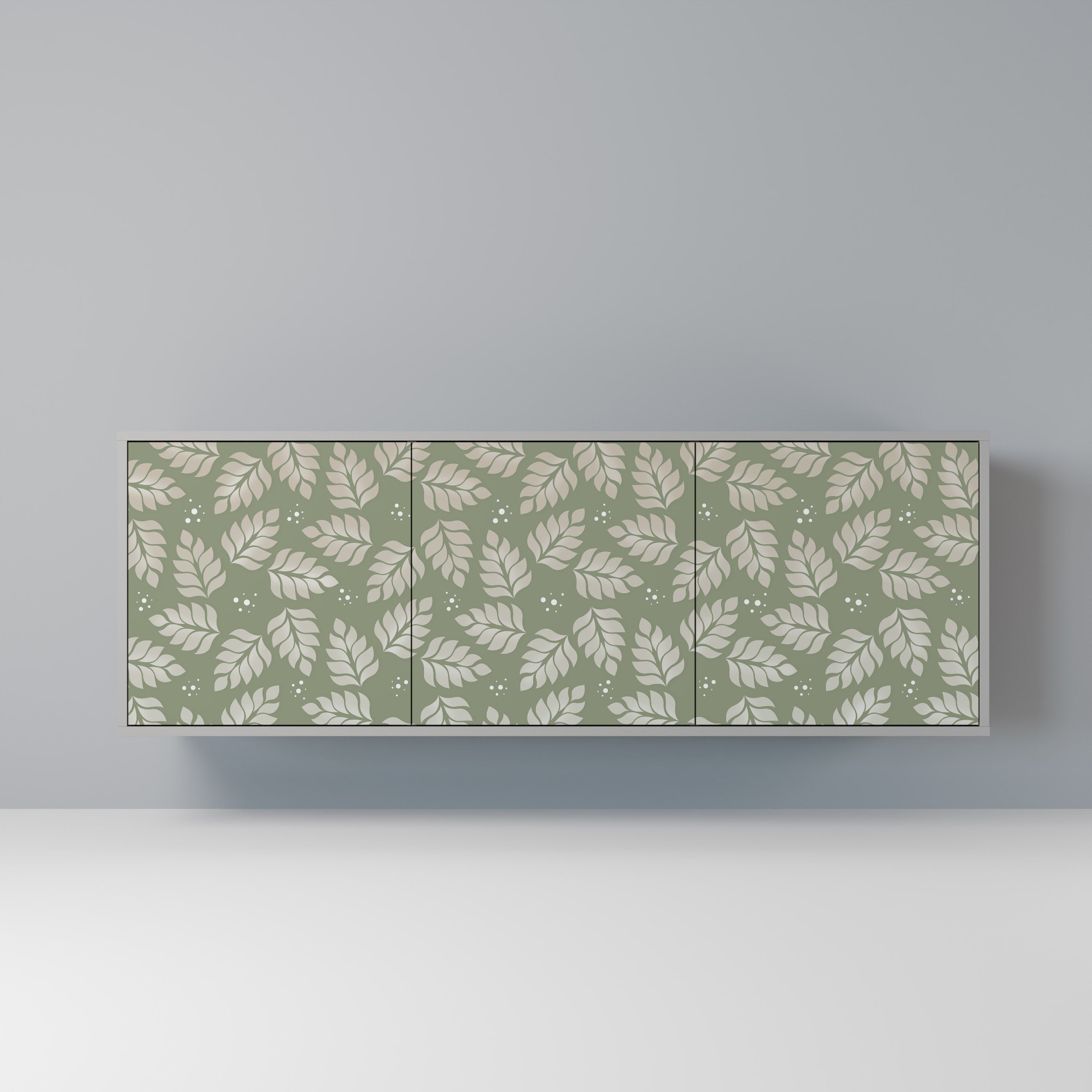 LEAVES ON GREEN 3-Door Sideboard in Grey Finish