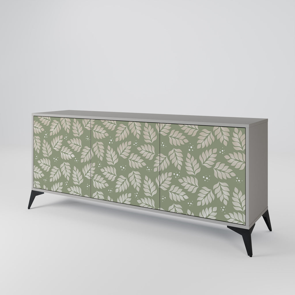 LEAVES ON GREEN 3-Door Sideboard in Grey Finish