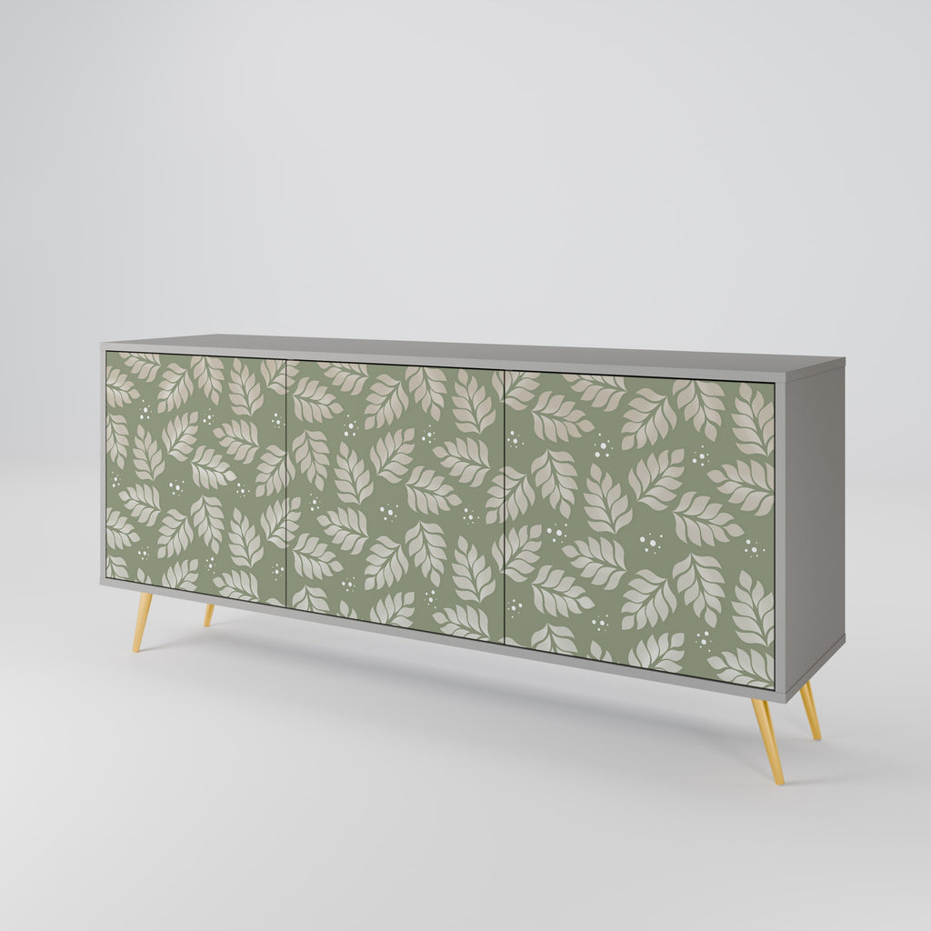 LEAVES ON GREEN 3-Door Sideboard in Grey Finish