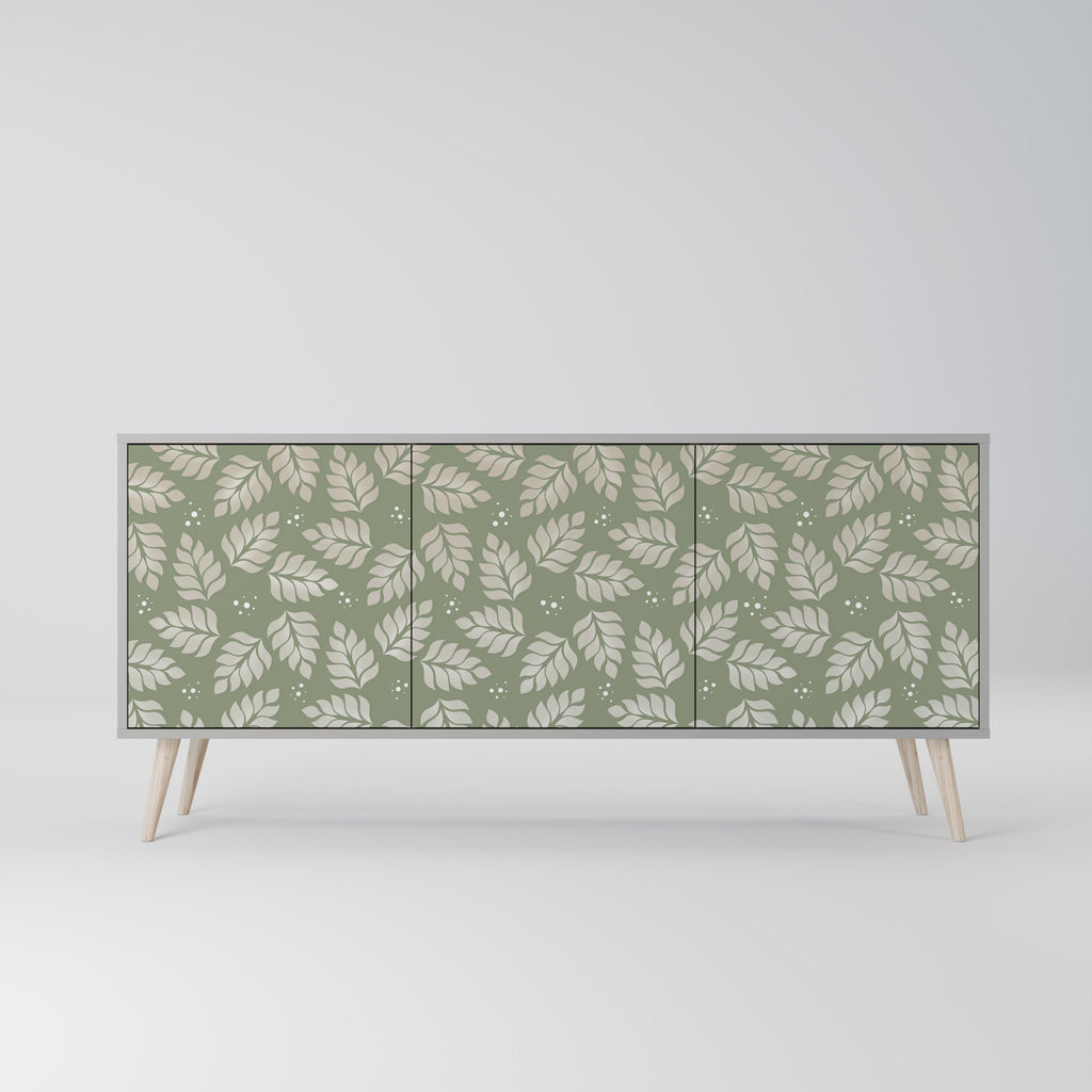 LEAVES ON GREEN 3-Door Sideboard in Grey Finish