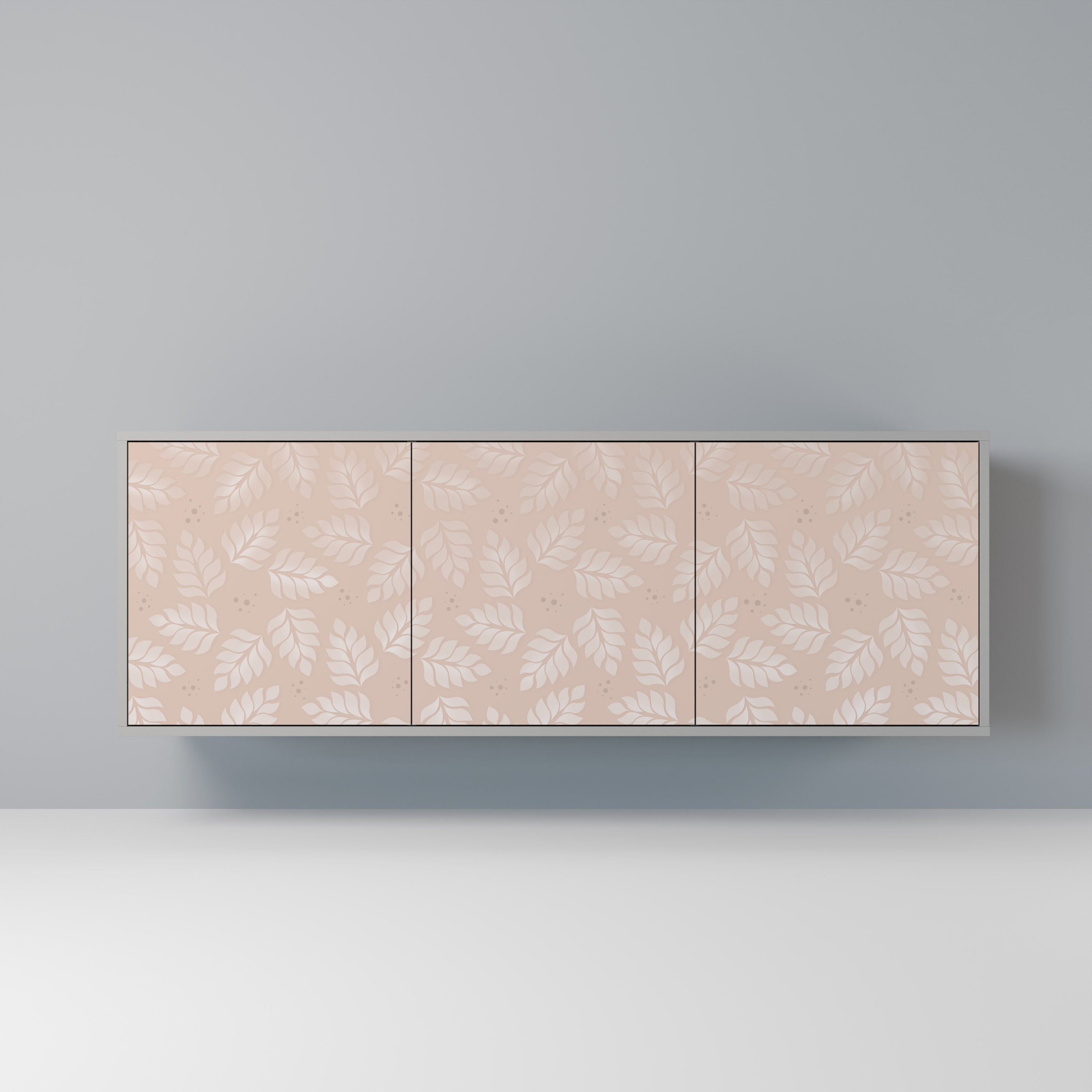 LEAVES ON BEIGE 3-Door Sideboard in Grey Finish
