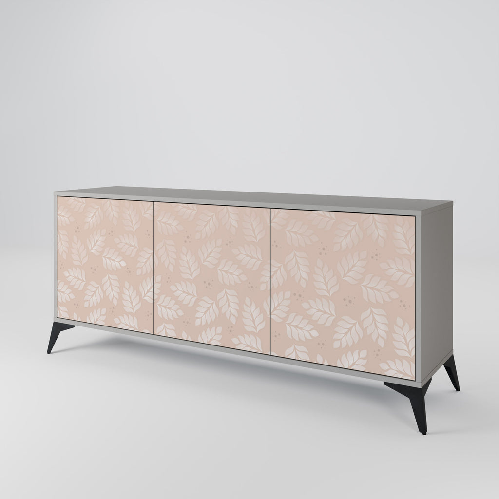 LEAVES ON BEIGE 3-Door Sideboard in Grey Finish