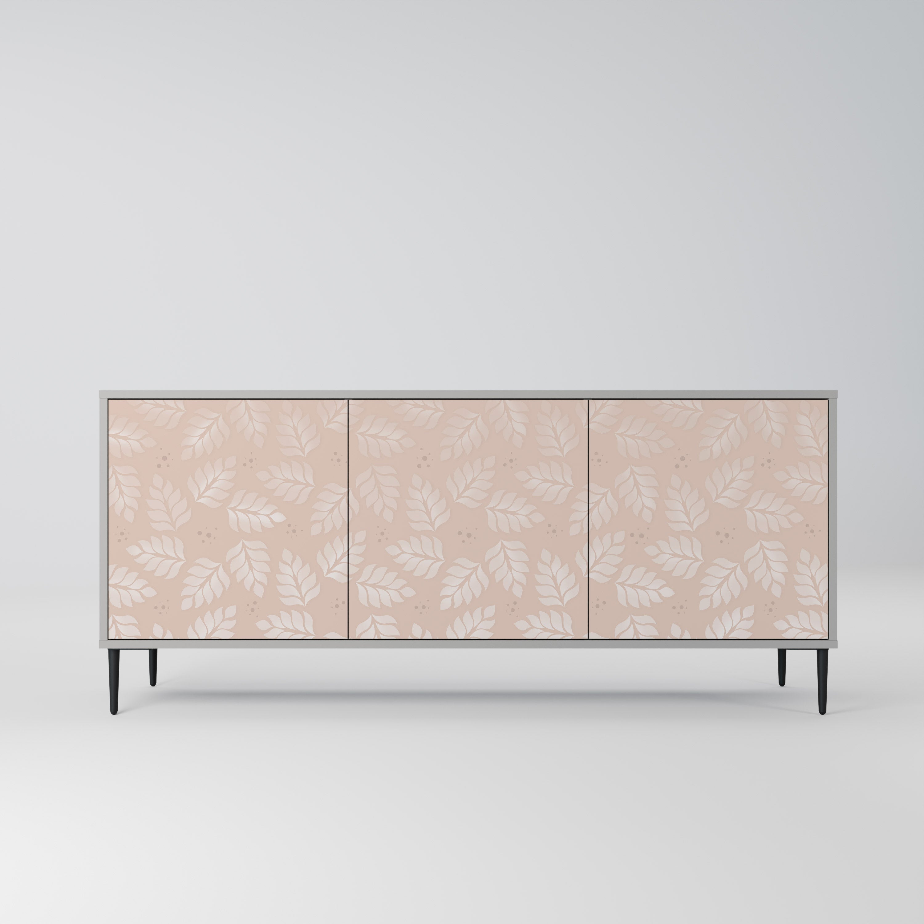 LEAVES ON BEIGE 3-Door Sideboard in Grey Finish