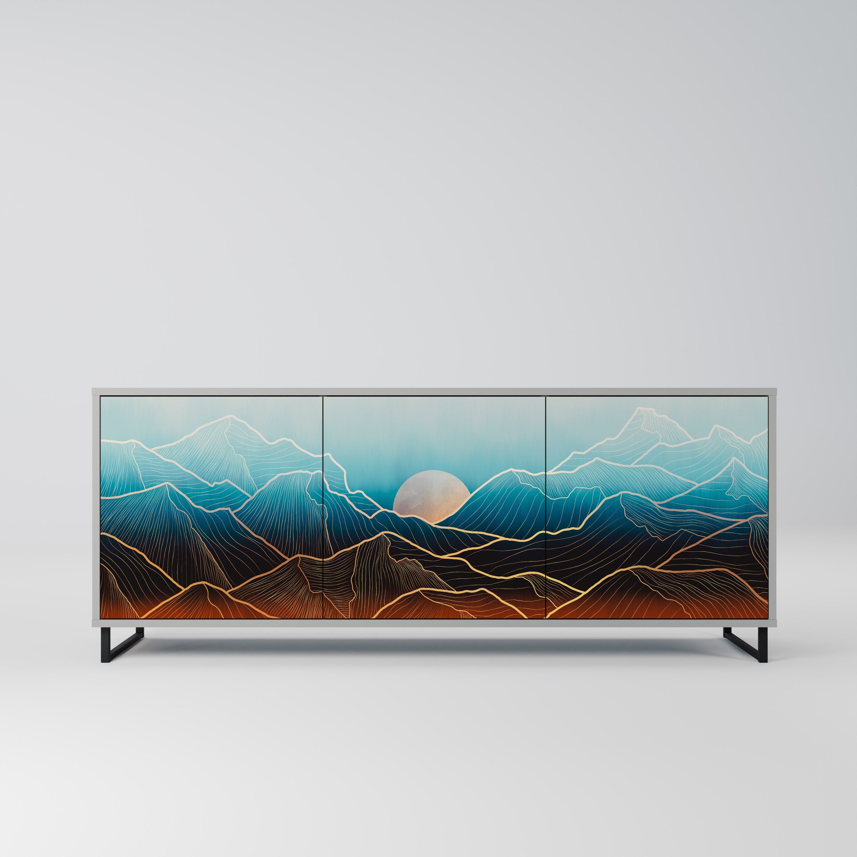 LUNAR SECRETS 3-Door Sideboard in Grey Finish